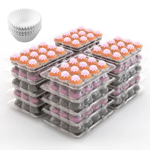 12 Count Clear Cupcake Boxes with Liners High Dome Lid