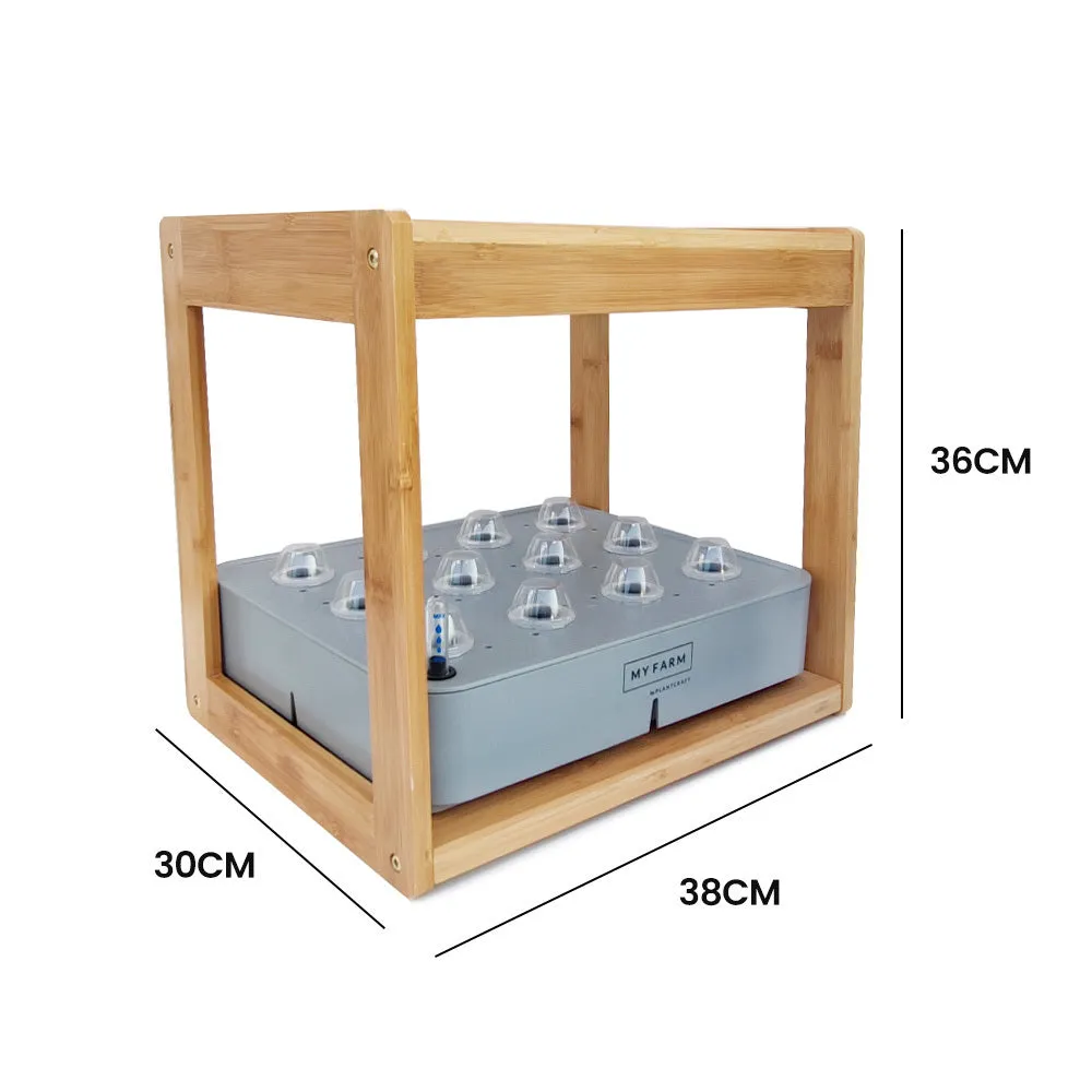 12-Pod Indoor Hydroponic System, Bamboo, LED, Timer - PlantCraft