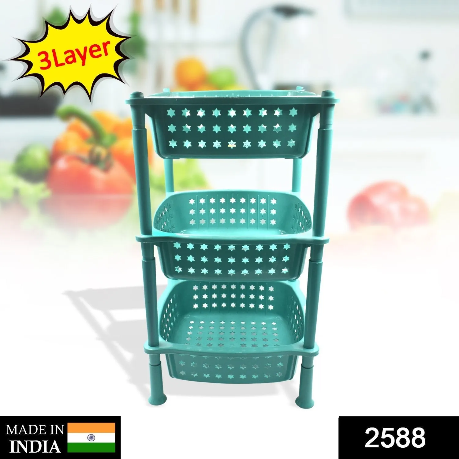 3 layer round Kitchen Trolley Basket ( MOQ :- 6 Pc)