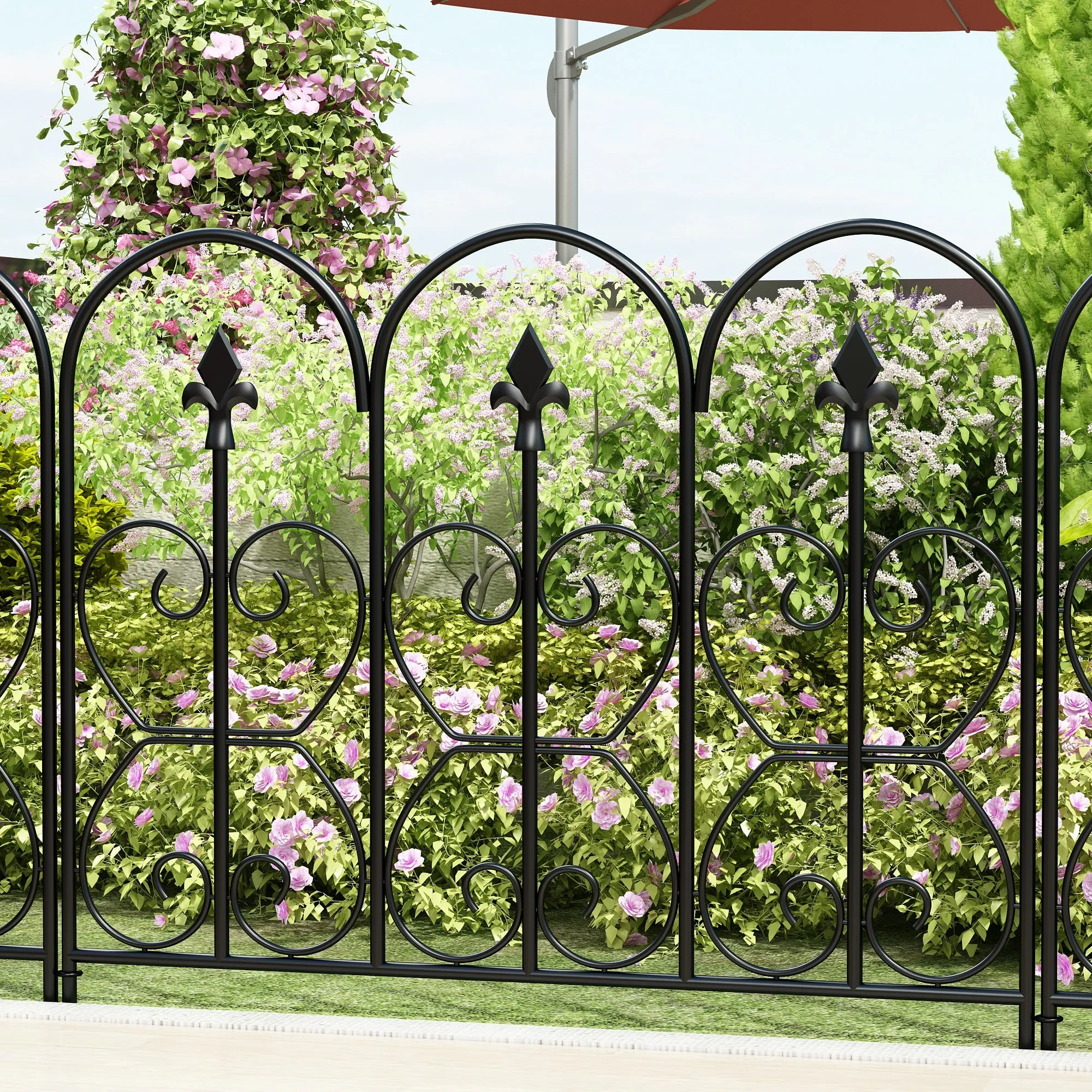 32'' H x 25.4'' W Black Metal Border Fencing (Set of 5)