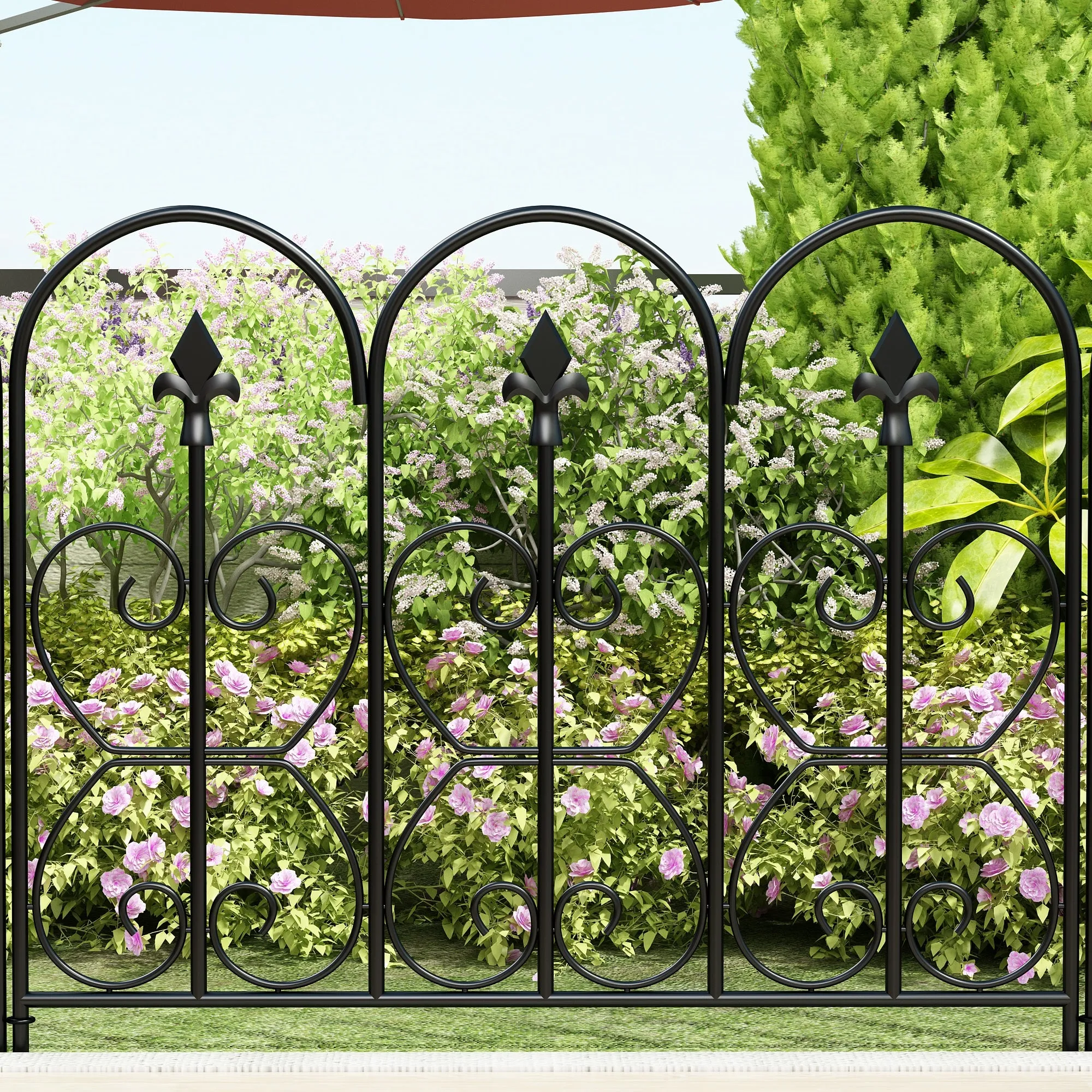 32'' H x 25.4'' W Black Metal Border Fencing (Set of 5)