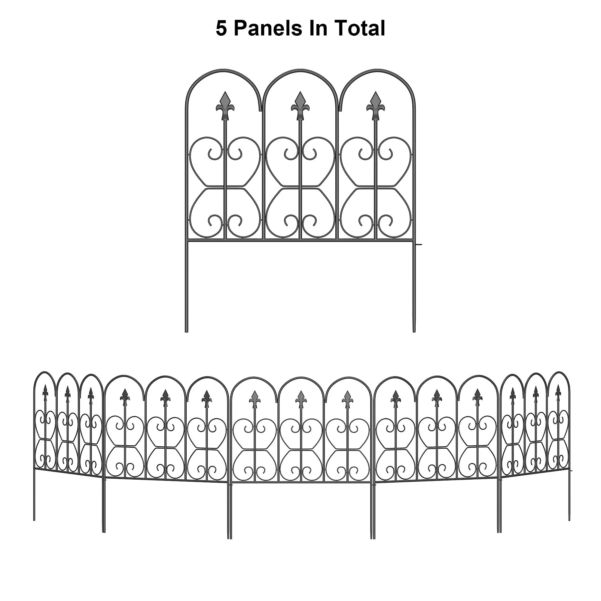 32'' H x 25.4'' W Black Metal Border Fencing (Set of 5)