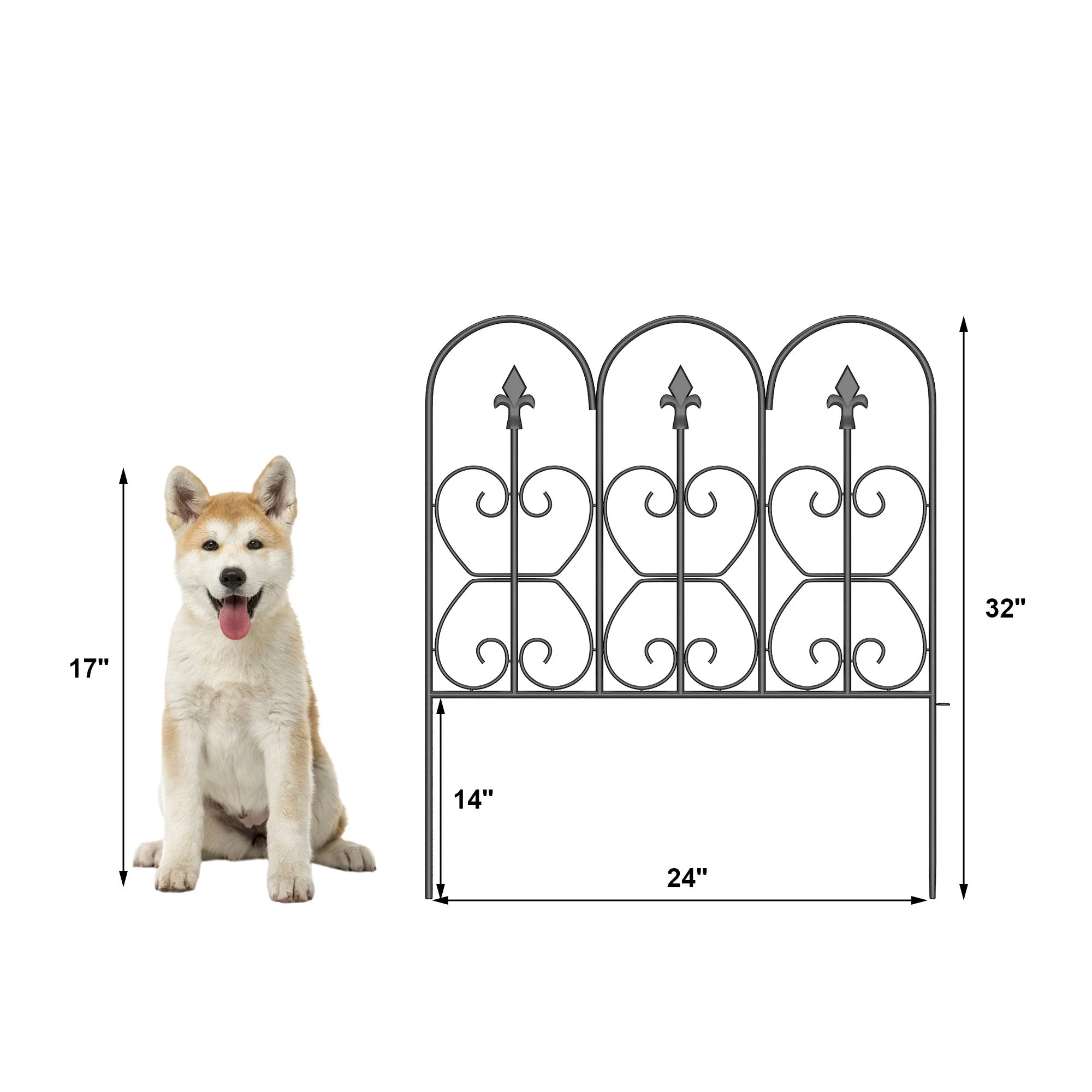 32'' H x 25.4'' W Black Metal Border Fencing (Set of 5)