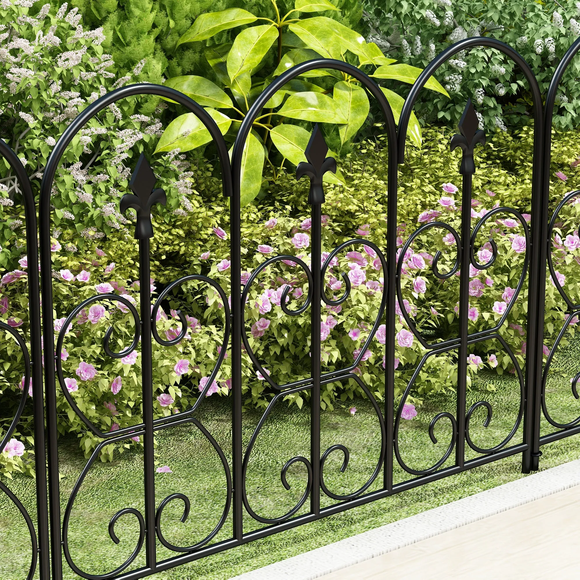 32'' H x 25.4'' W Black Metal Border Fencing (Set of 5)