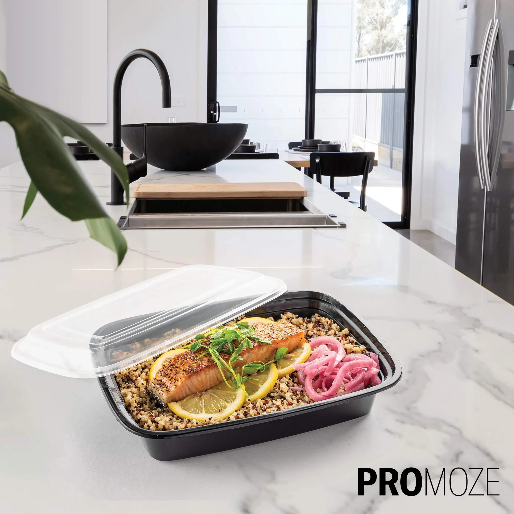 50-Pack Reusable Meal Prep Containers Microwave Safe Food Storage Containers with Lids, 28 oz - 1 Compartment Take Out Disposable Plastic Bento Lunch Box To Go, BPA Free - Dishwasher & Freezer Safe