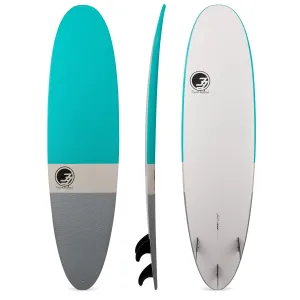 7'2" Poacher Funboard Surfboard Aqua Dip (Hybrid Epoxy Softtop)