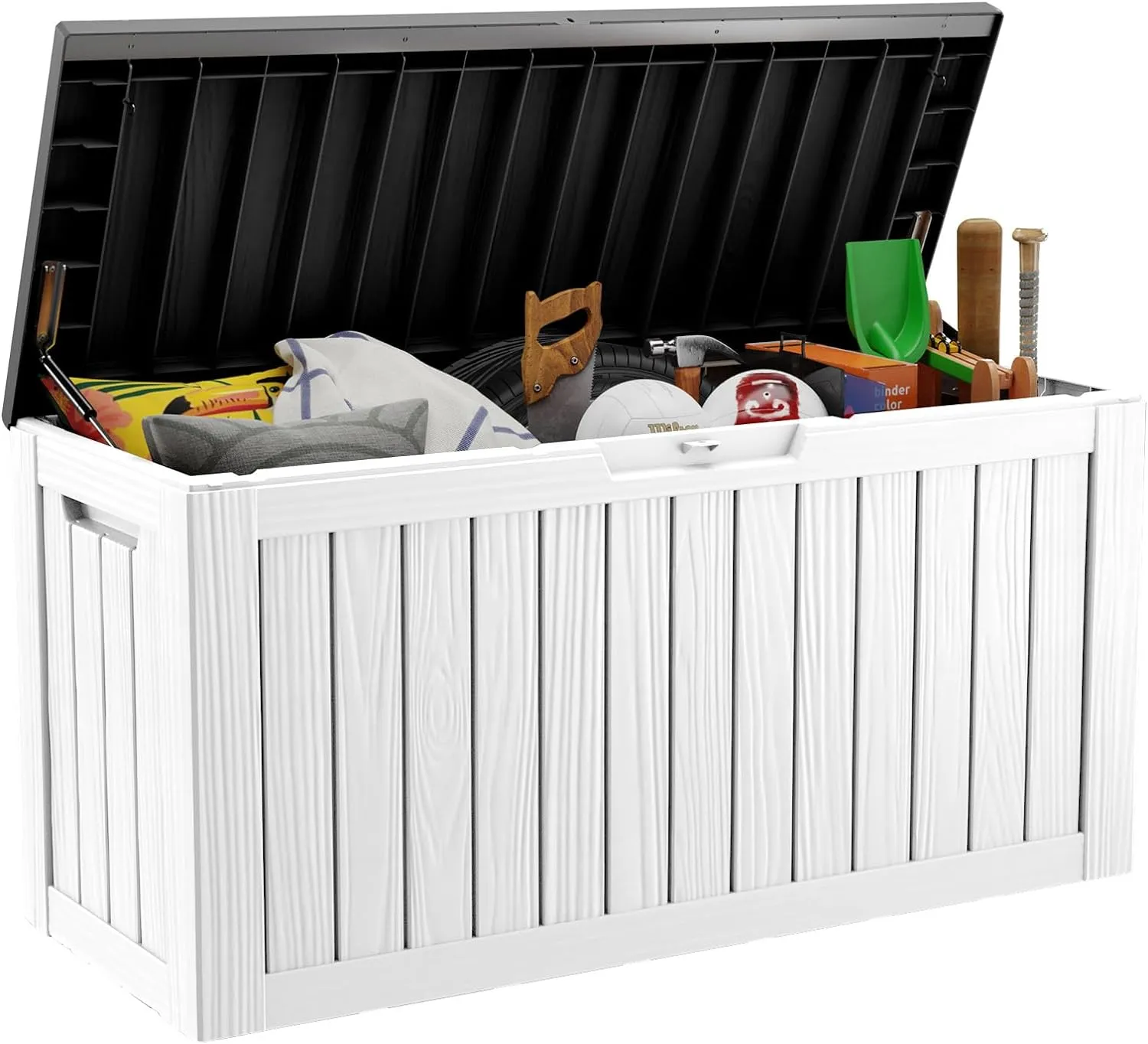 80 Gallon Large Deck Box, Outdoor Storage Box for Patio Furniture, Patio Cushions, Gardening Tools, Pool Supplies 480lbs Weight Capacity Waterproof