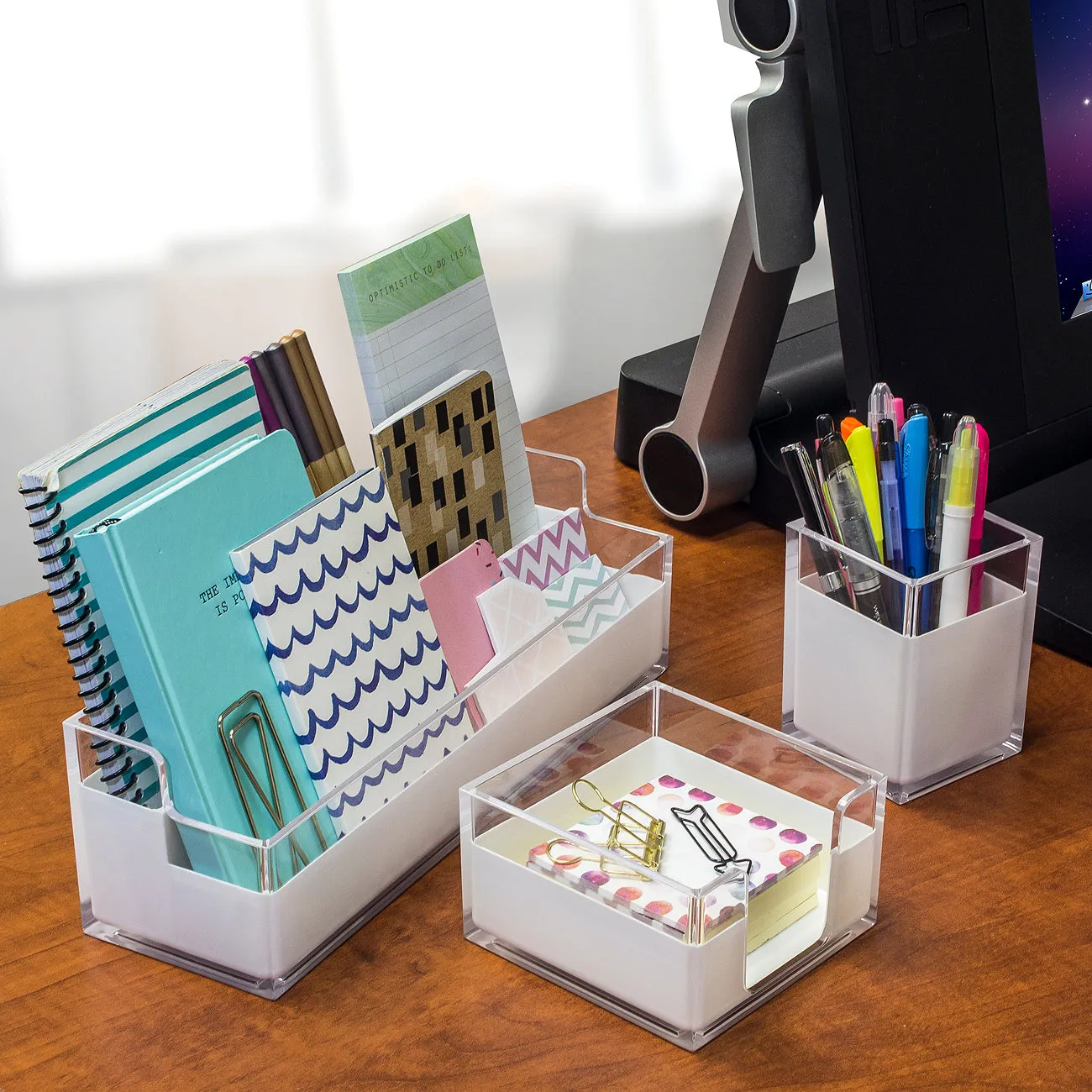 Acrylic Desk Organizer Set (3 Piece)