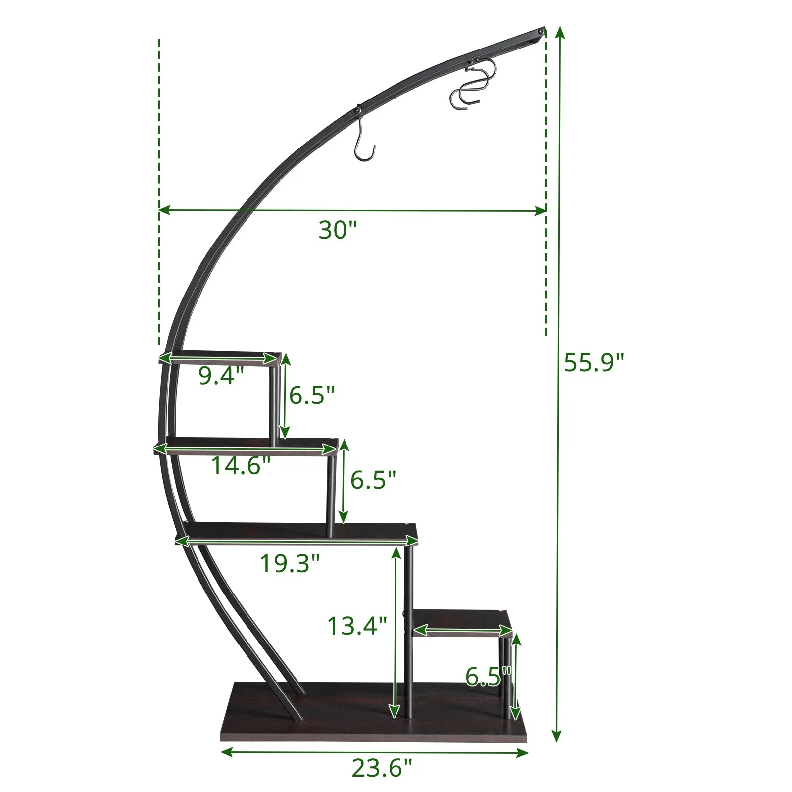 ALICIAN 2PCS 5 Layers Semicircle Iron Flower Stand Plant Stand N101