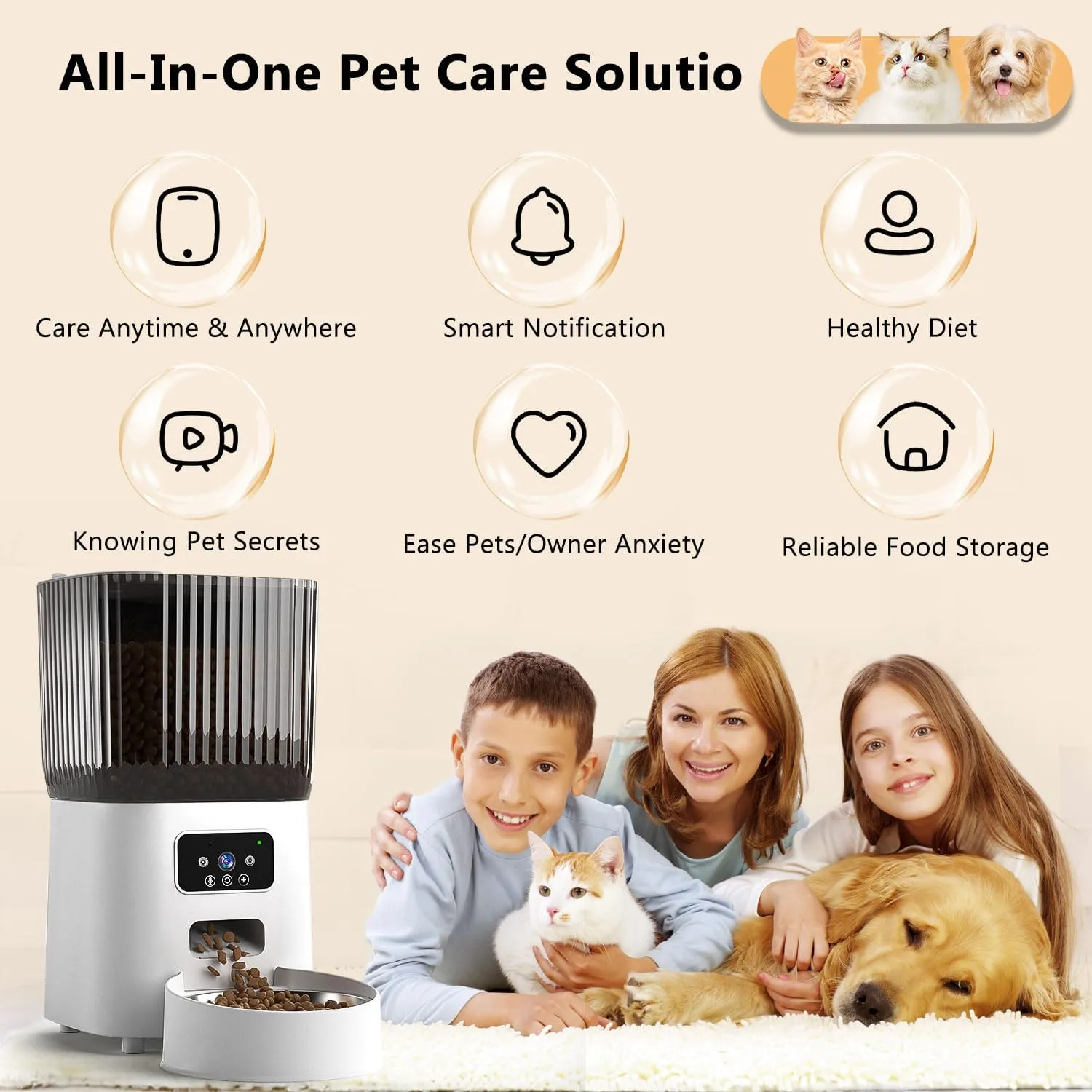 Automatic Cat Feeder with Camera Cat Food Dispenser for Remote Feeding Smart Pet Feeder for Cats and Dogs with App Control Sandpoy