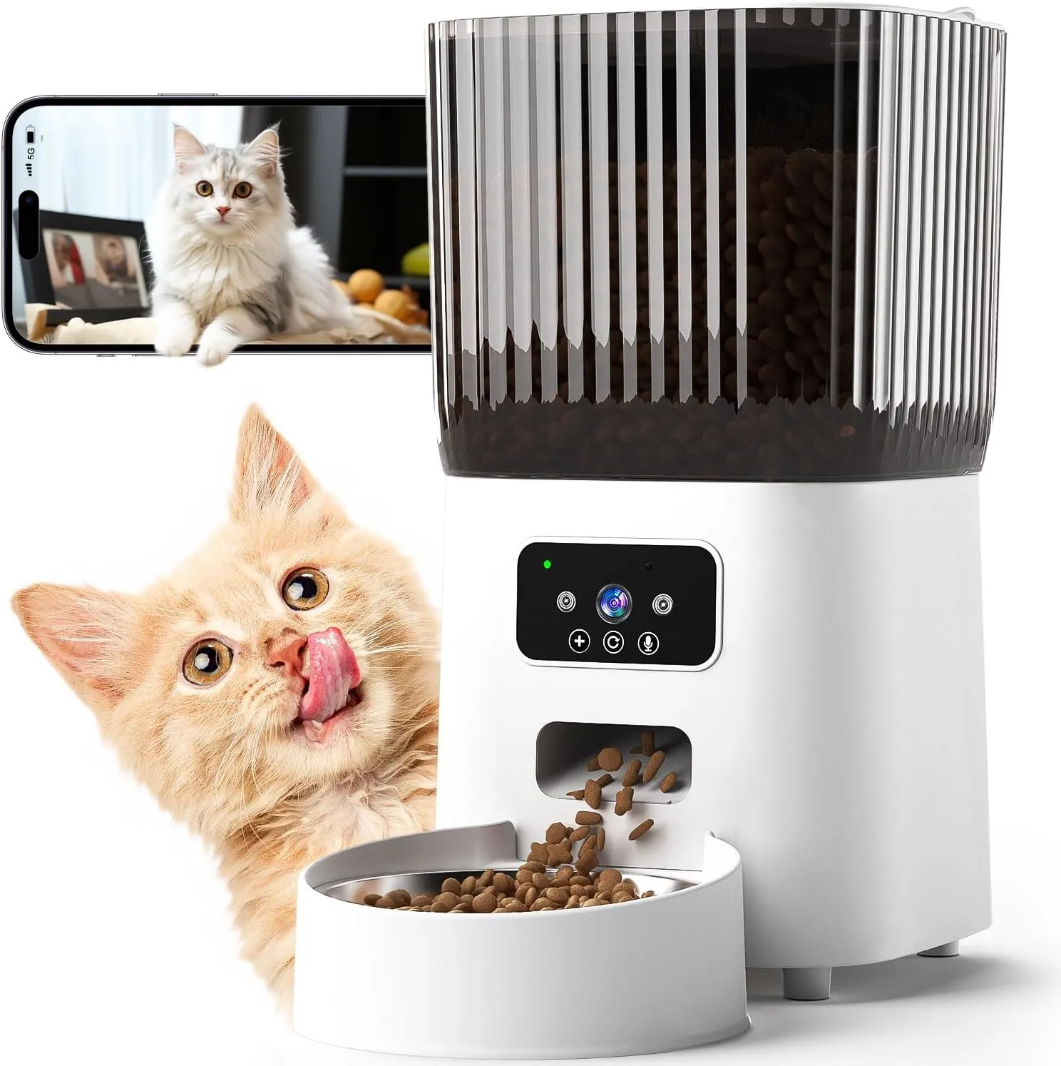 Automatic Cat Feeder with Camera Cat Food Dispenser for Remote Feeding Smart Pet Feeder for Cats and Dogs with App Control Sandpoy