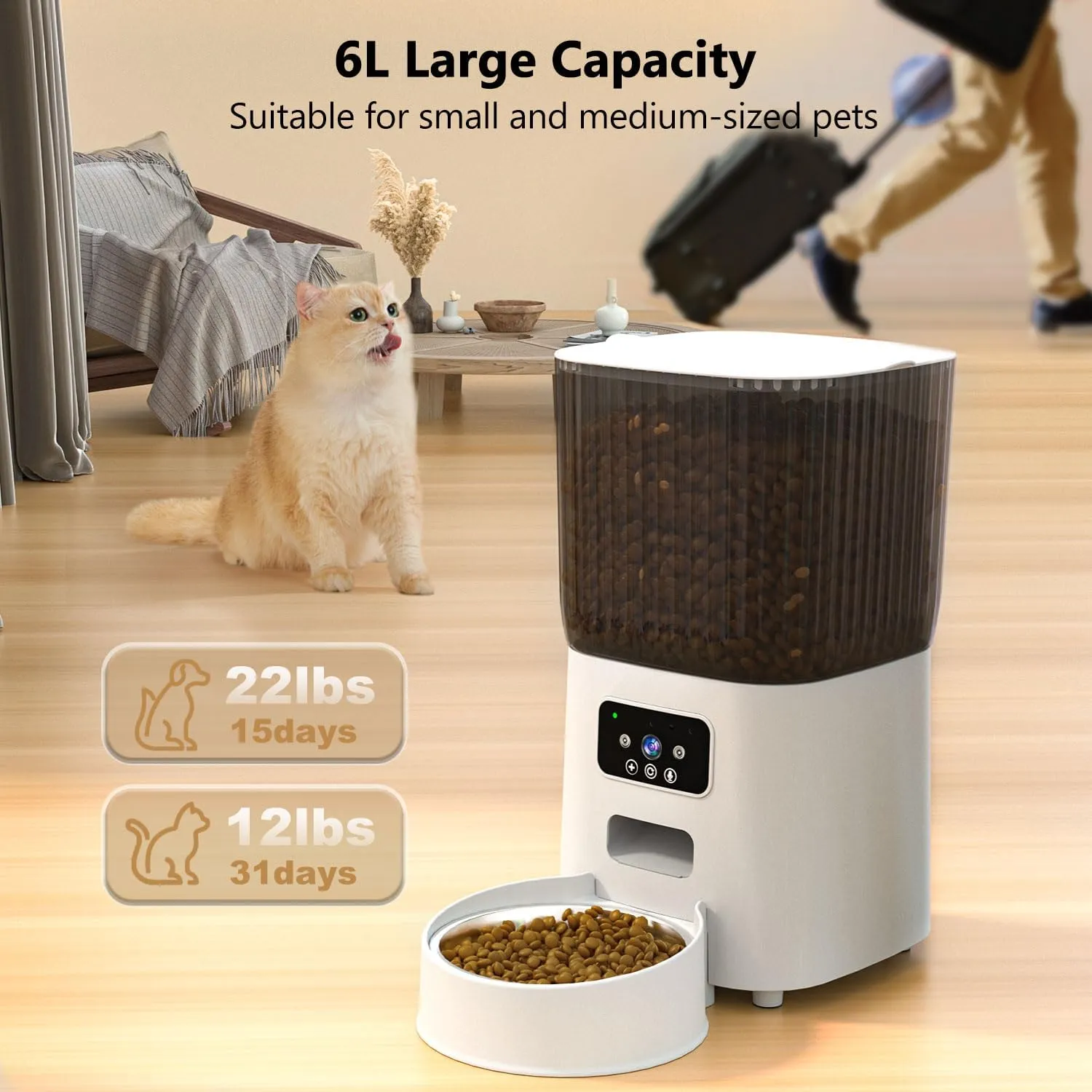 Automatic Cat Feeder with Camera Cat Food Dispenser for Remote Feeding Smart Pet Feeder for Cats and Dogs with App Control Sandpoy