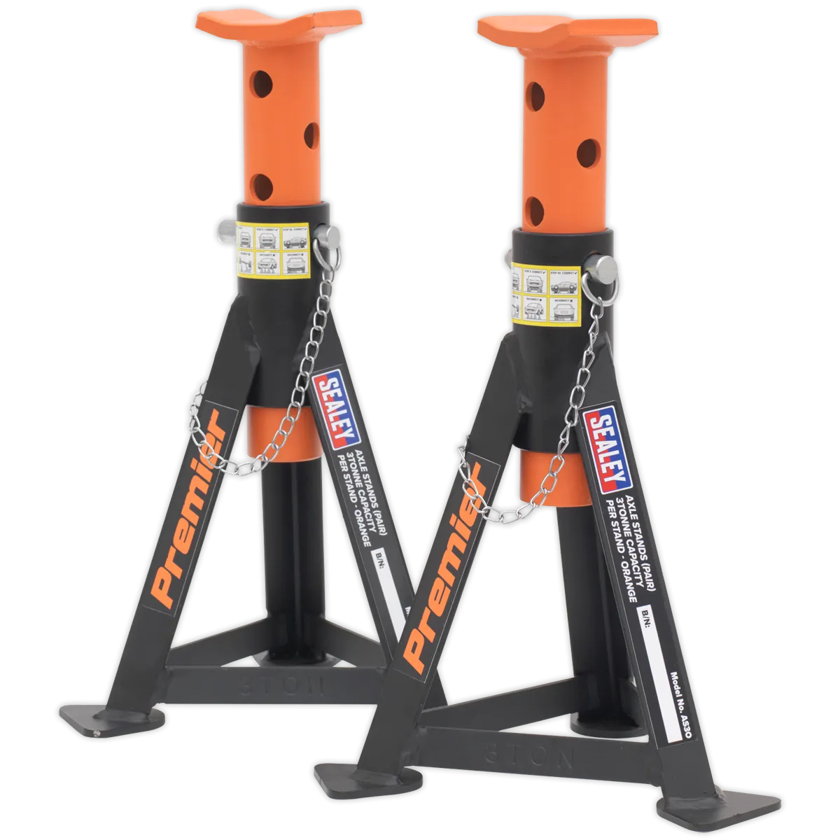 Axle Stands (Pair) 3tonne Capacity per Stand Orange