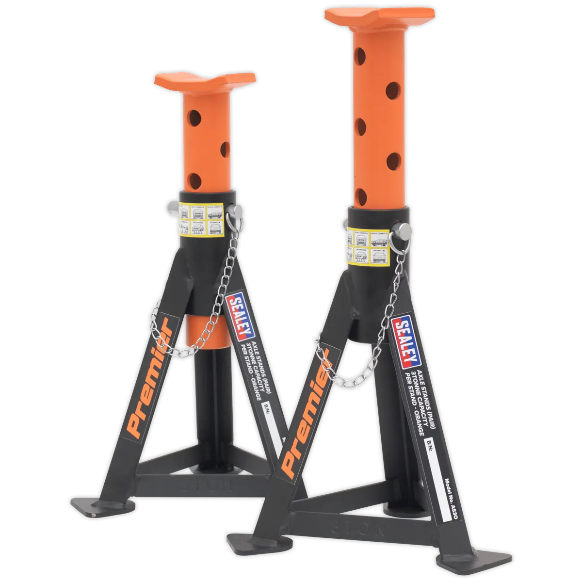 Axle Stands (Pair) 3tonne Capacity per Stand Orange