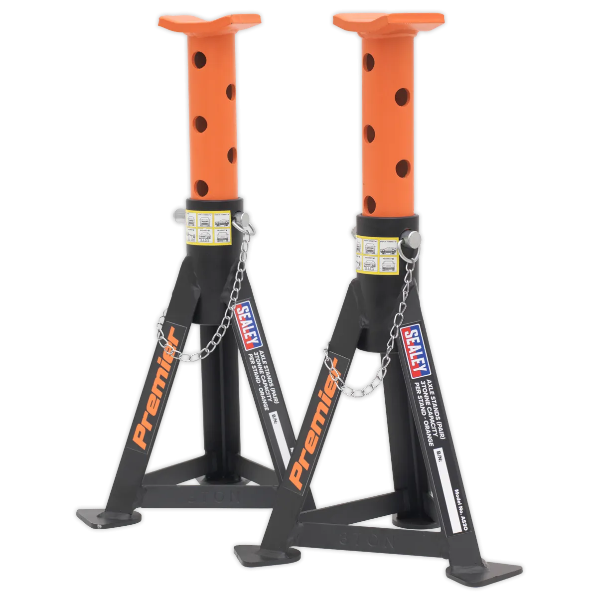 Axle Stands (Pair) 3tonne Capacity per Stand Orange