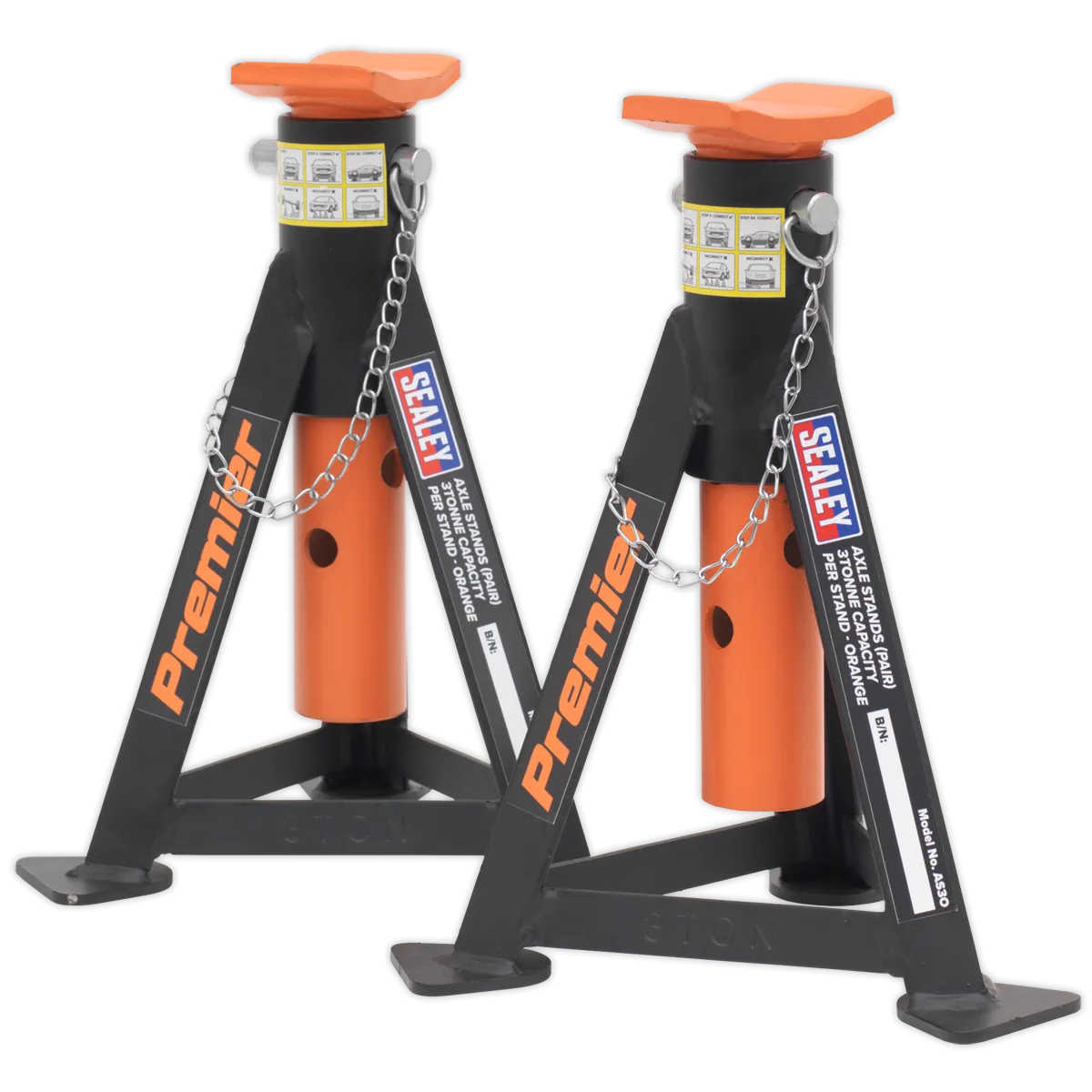 Axle Stands (Pair) 3tonne Capacity per Stand Orange