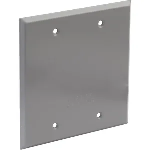 Bell 2-Gang Rectangular Aluminum Gray Blank Weatherproof Outdoor Box Cover