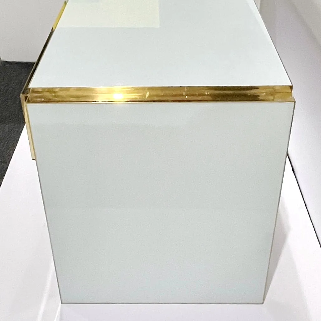 Bespoke Italian Art Deco Design 4-Drawer White & Brass Walnut Console Table/Desk