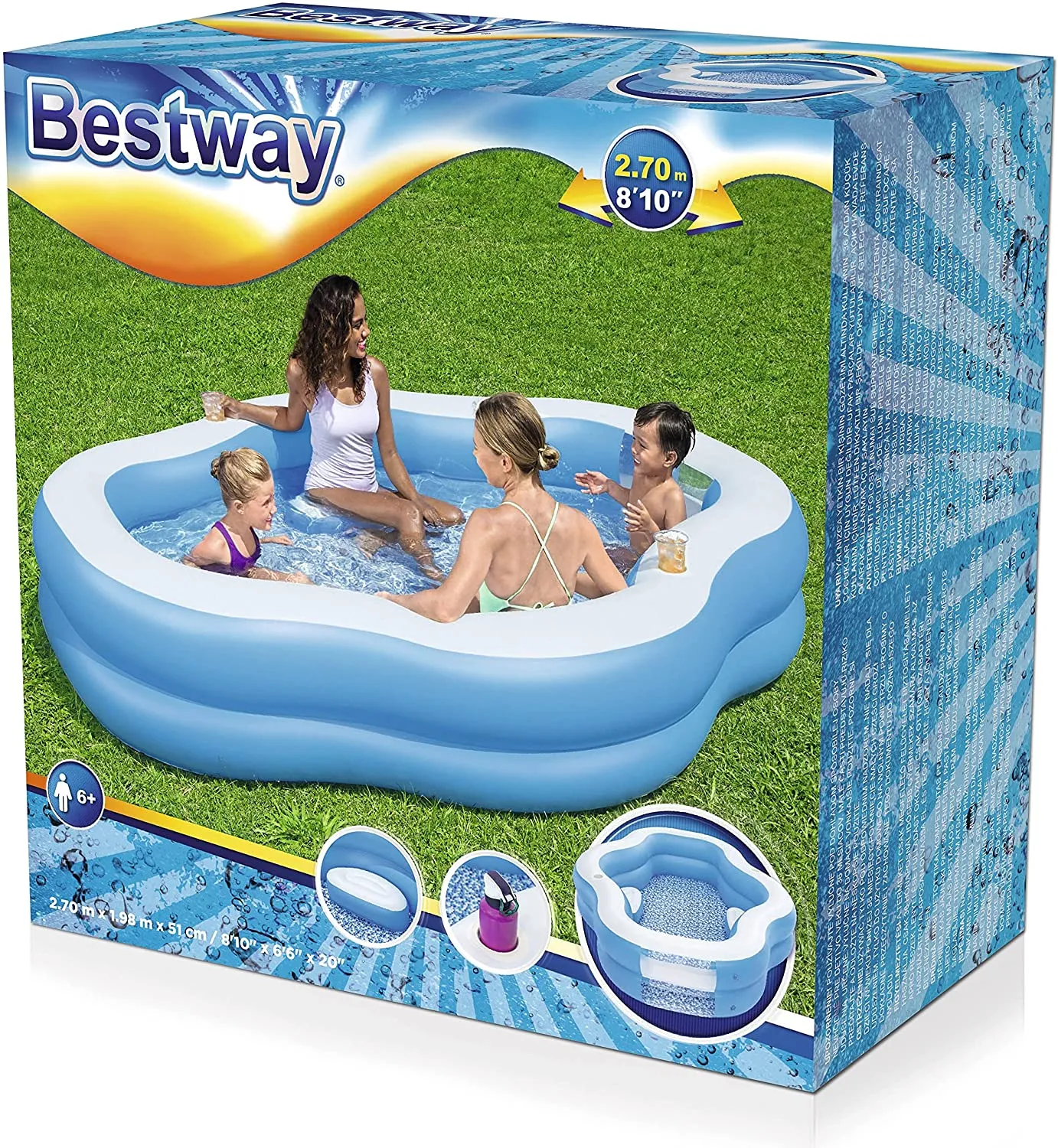 Bestway Splashview Family Pool (8'10" x 6'6" x 20"/2.70m x 1.98m x 51cm)