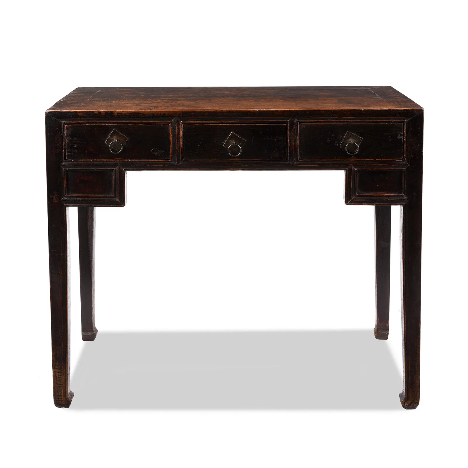 Black 3 Drawer Kneehole Desk  From Shanxi - 19th Century