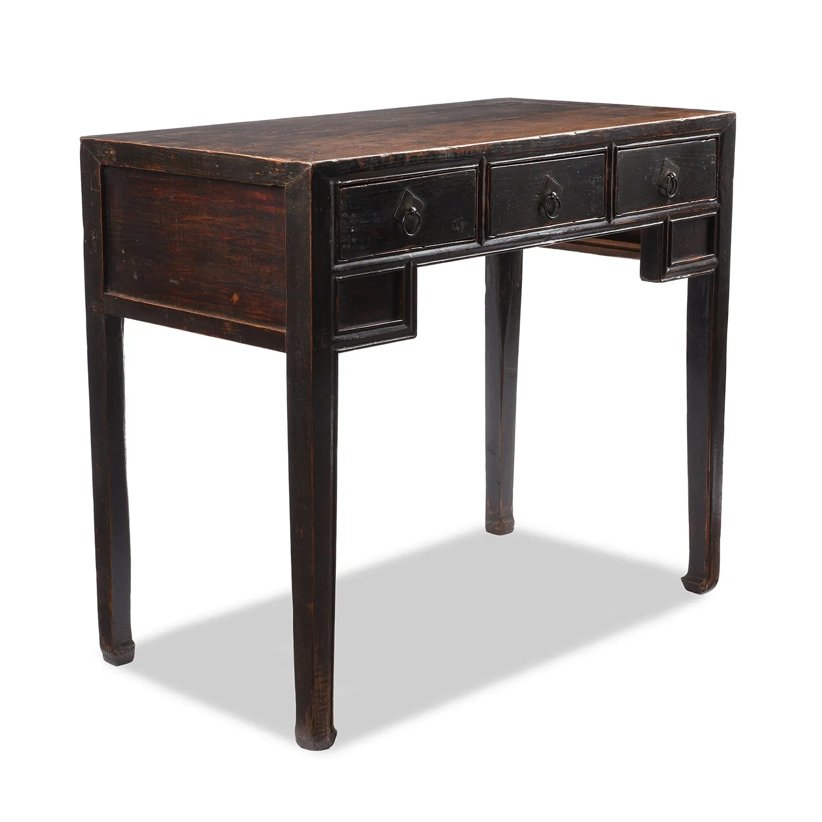 Black 3 Drawer Kneehole Desk  From Shanxi - 19th Century