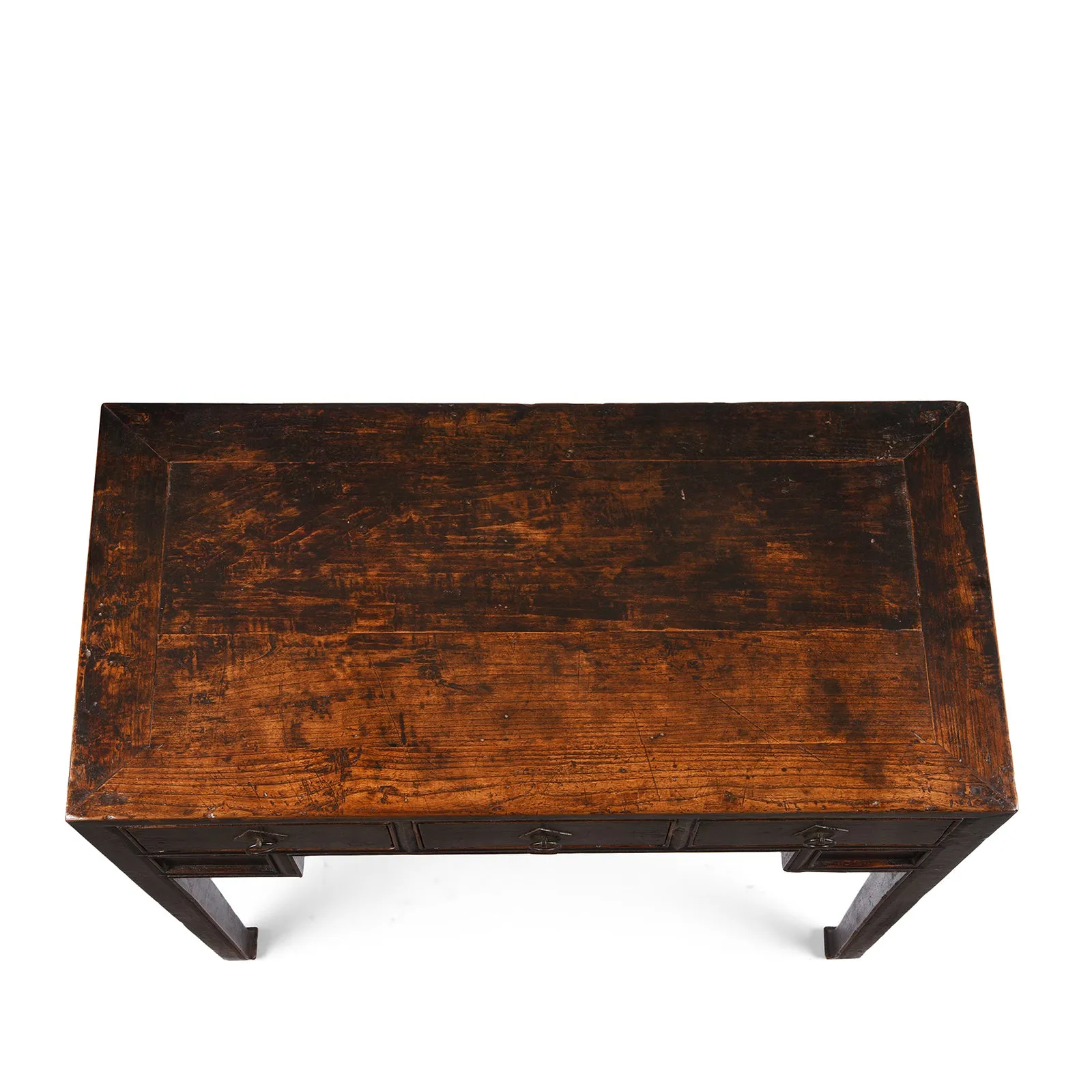 Black 3 Drawer Kneehole Desk  From Shanxi - 19th Century