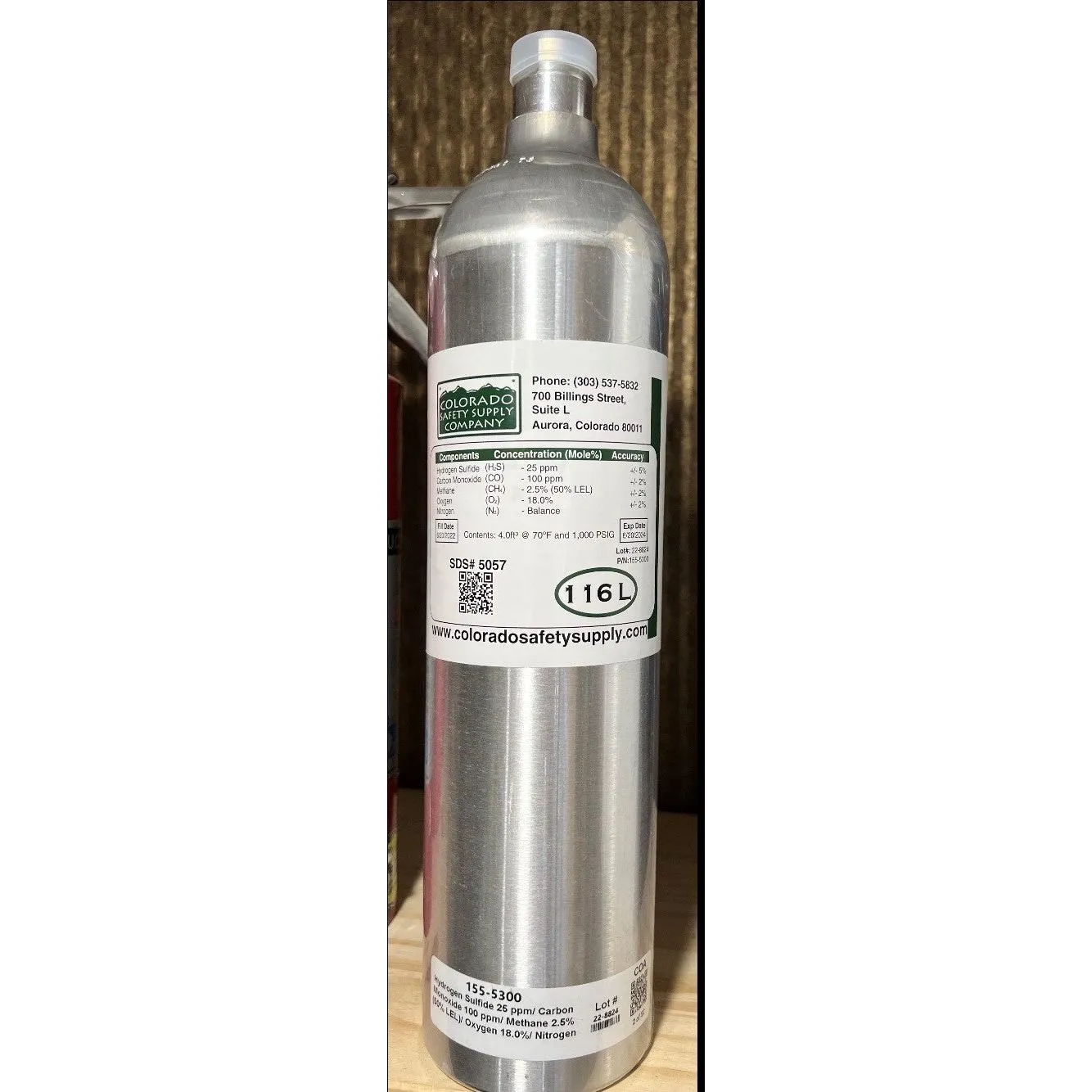 Calibration Gas - BW Equivalent 4 Gas Calibration Gas Mix 60 Liter