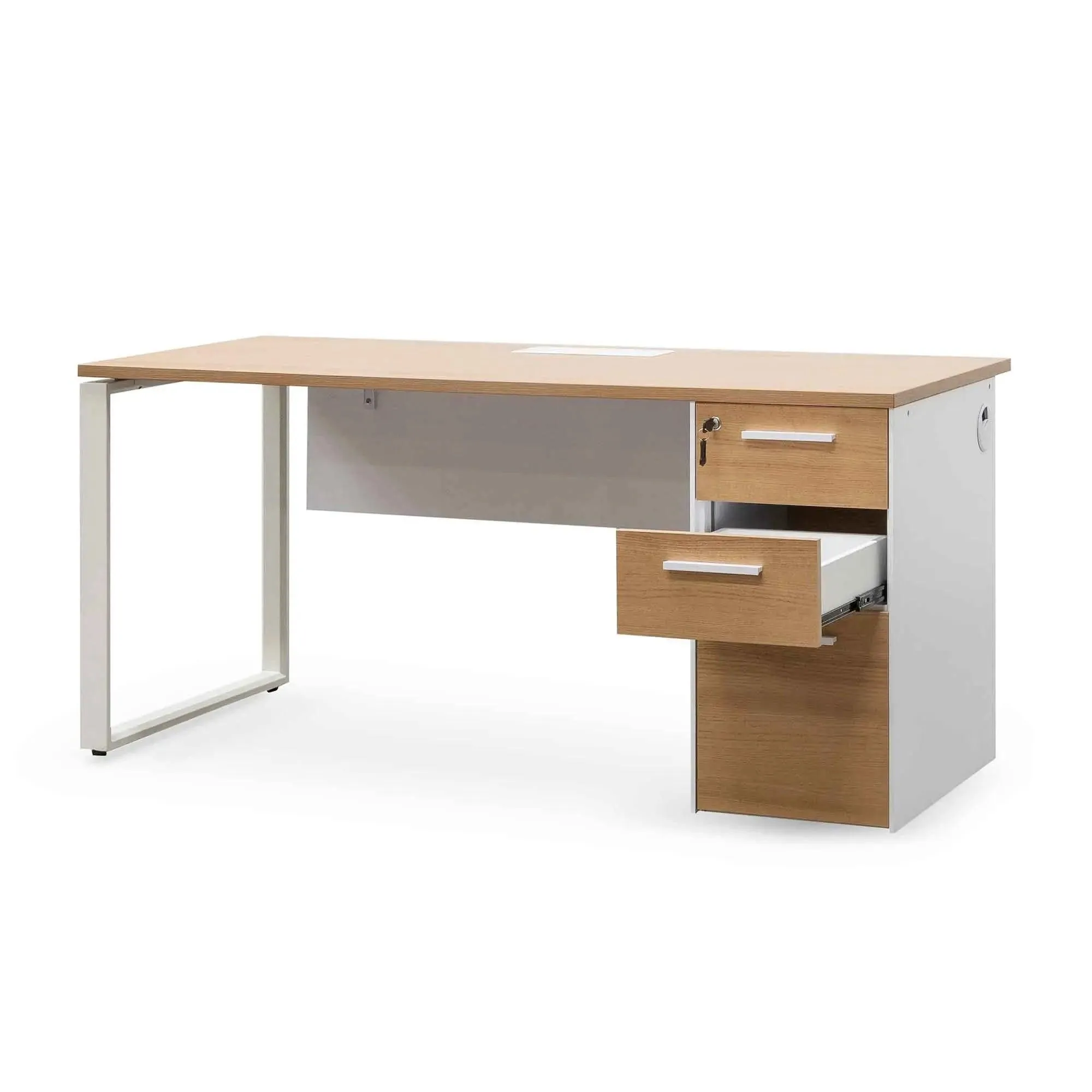 Calibre 1 Seater Office Desk - Natural and White