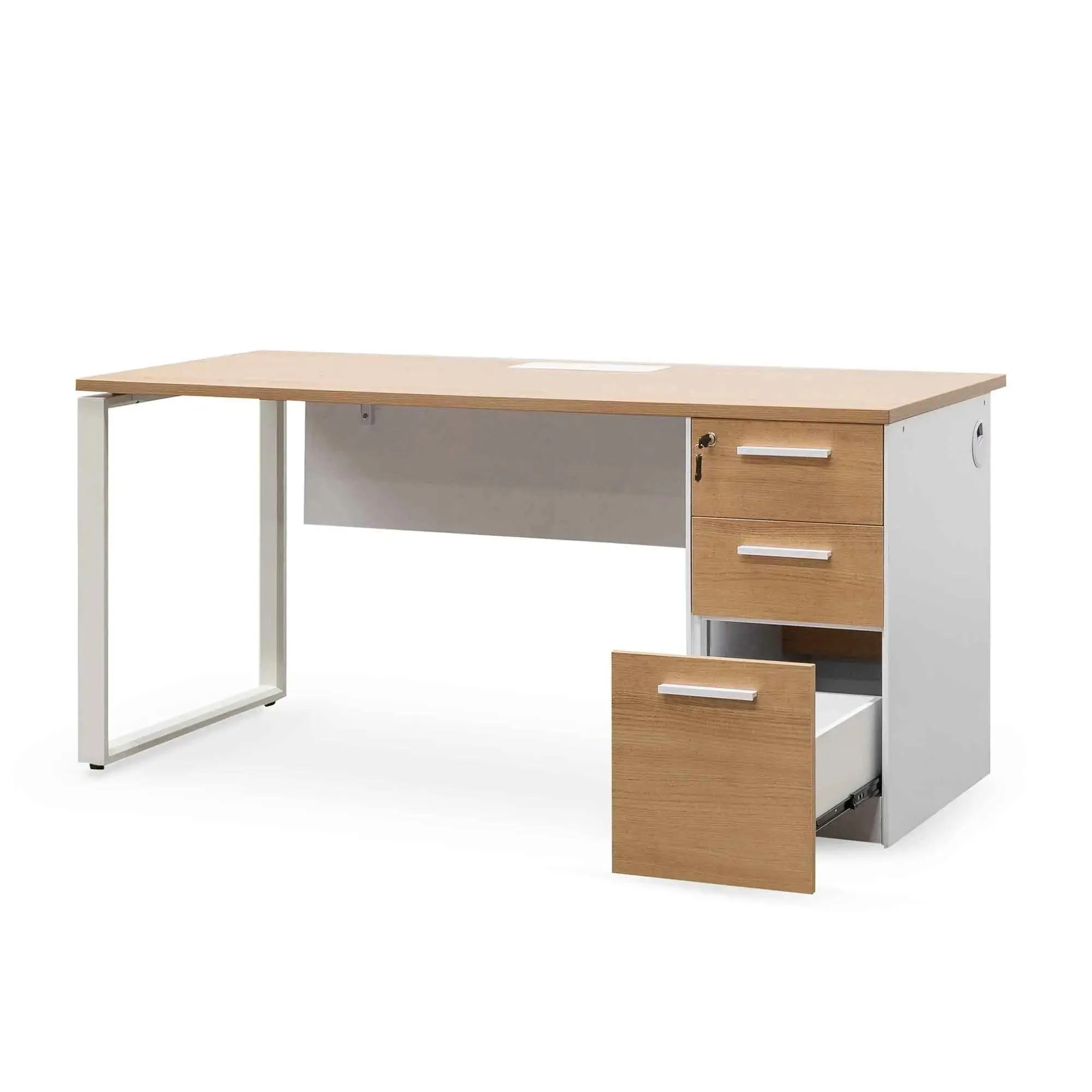 Calibre 1 Seater Office Desk - Natural and White