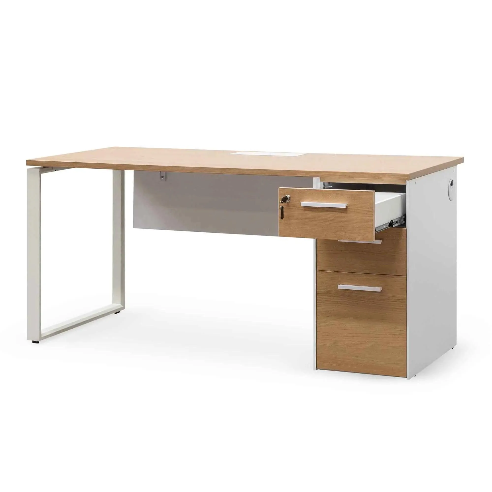 Calibre 1 Seater Office Desk - Natural and White