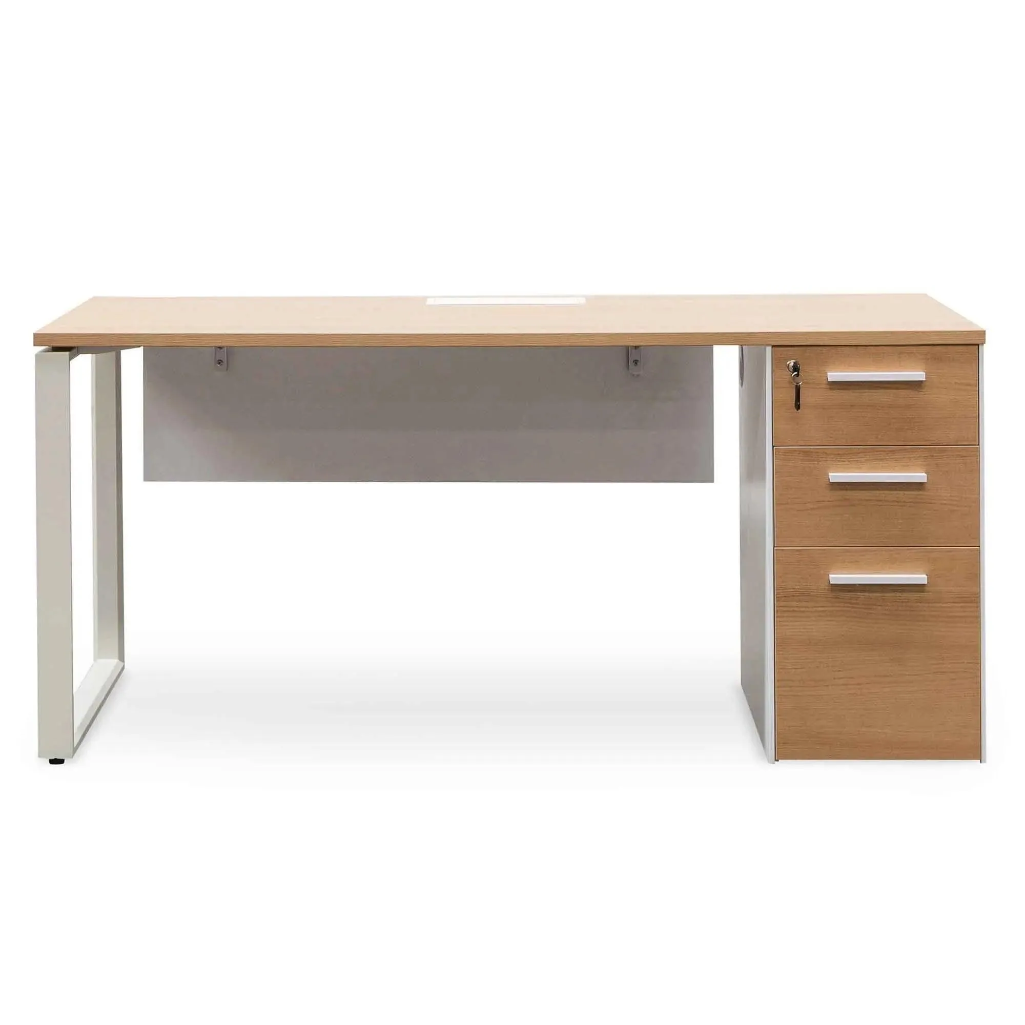 Calibre 1 Seater Office Desk - Natural and White