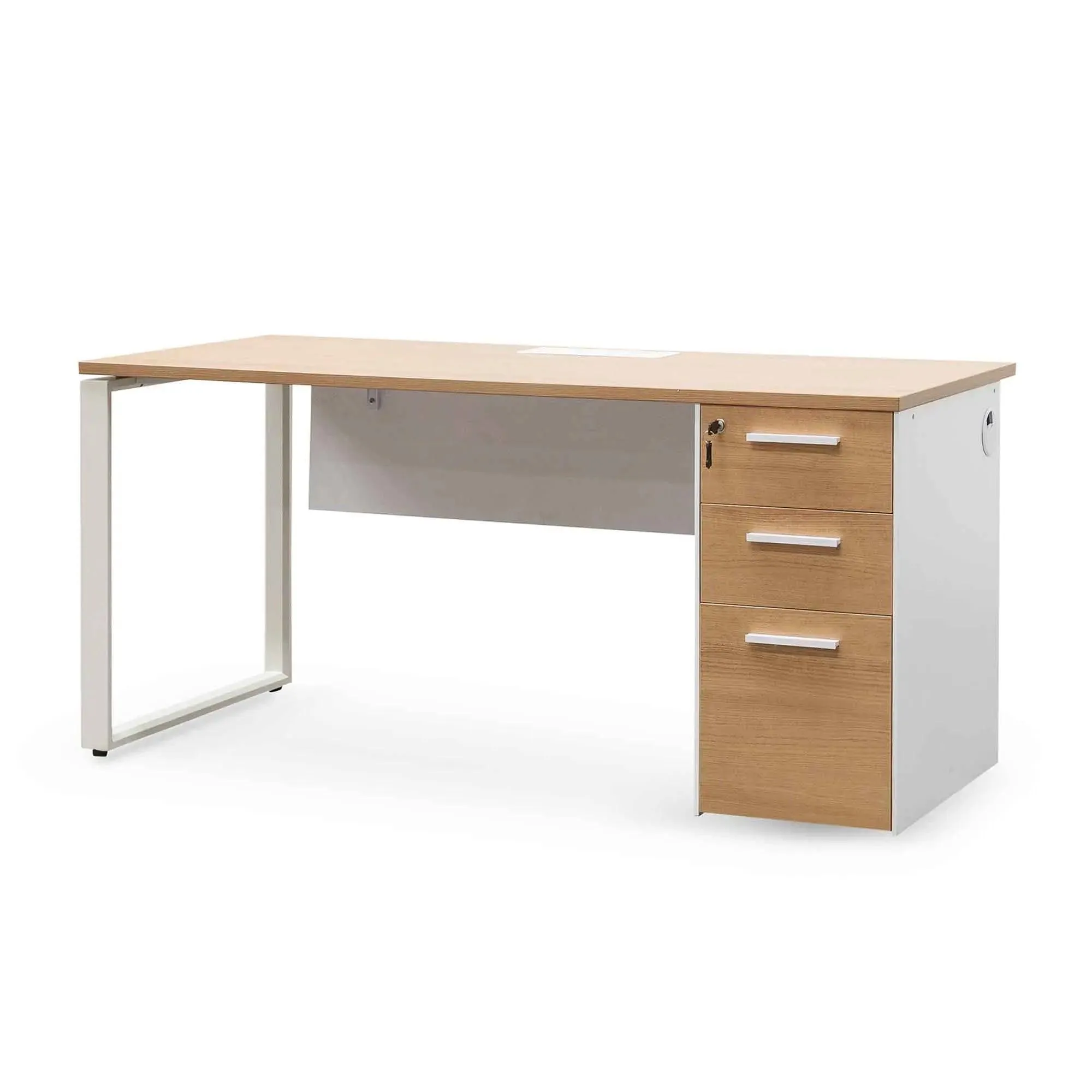 Calibre 1 Seater Office Desk - Natural and White