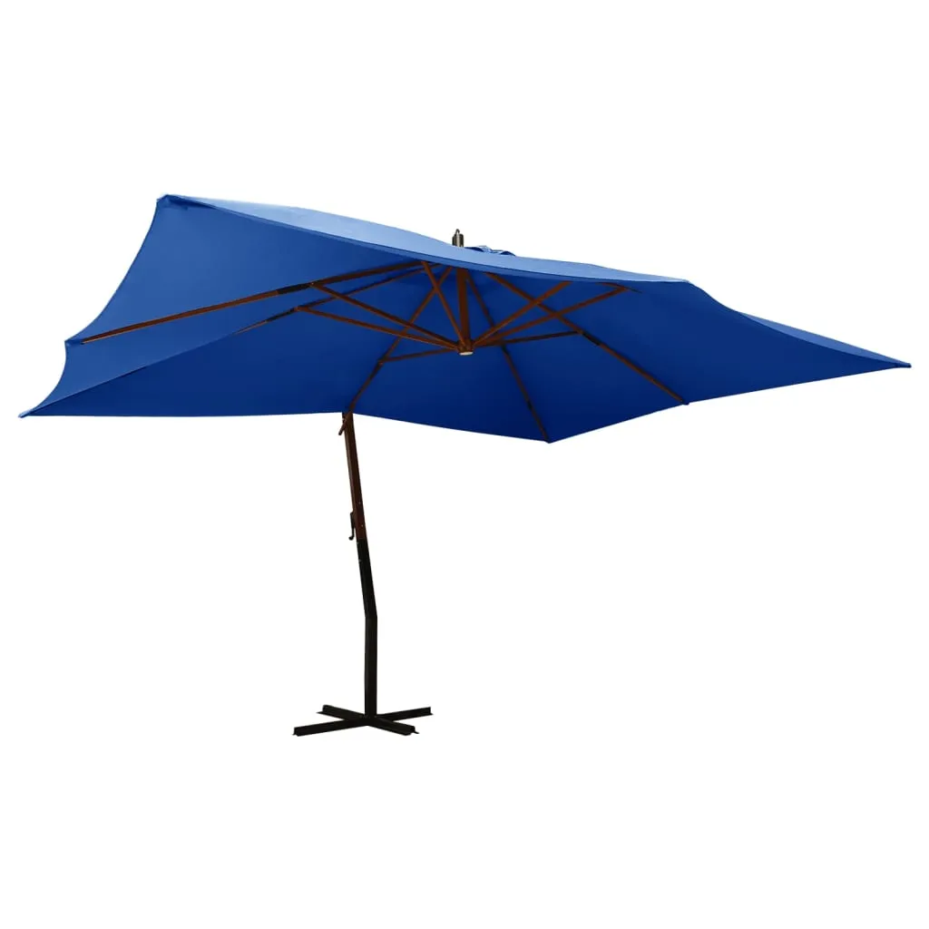 Cantilever Garden Parasol with Wooden Pole 400x300 cm Azure Blue