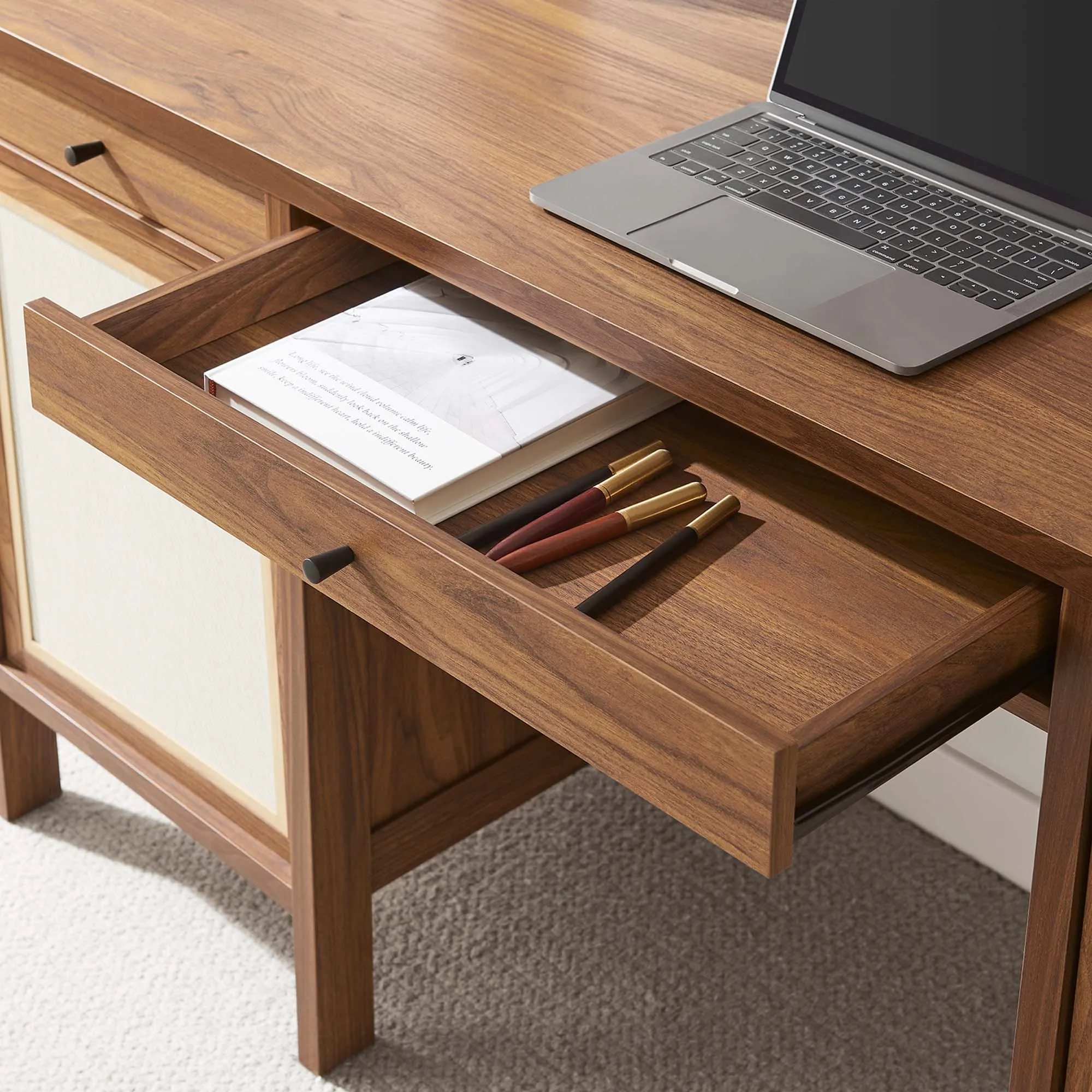 Capri 58" Wood Grain Office Desk by Modway