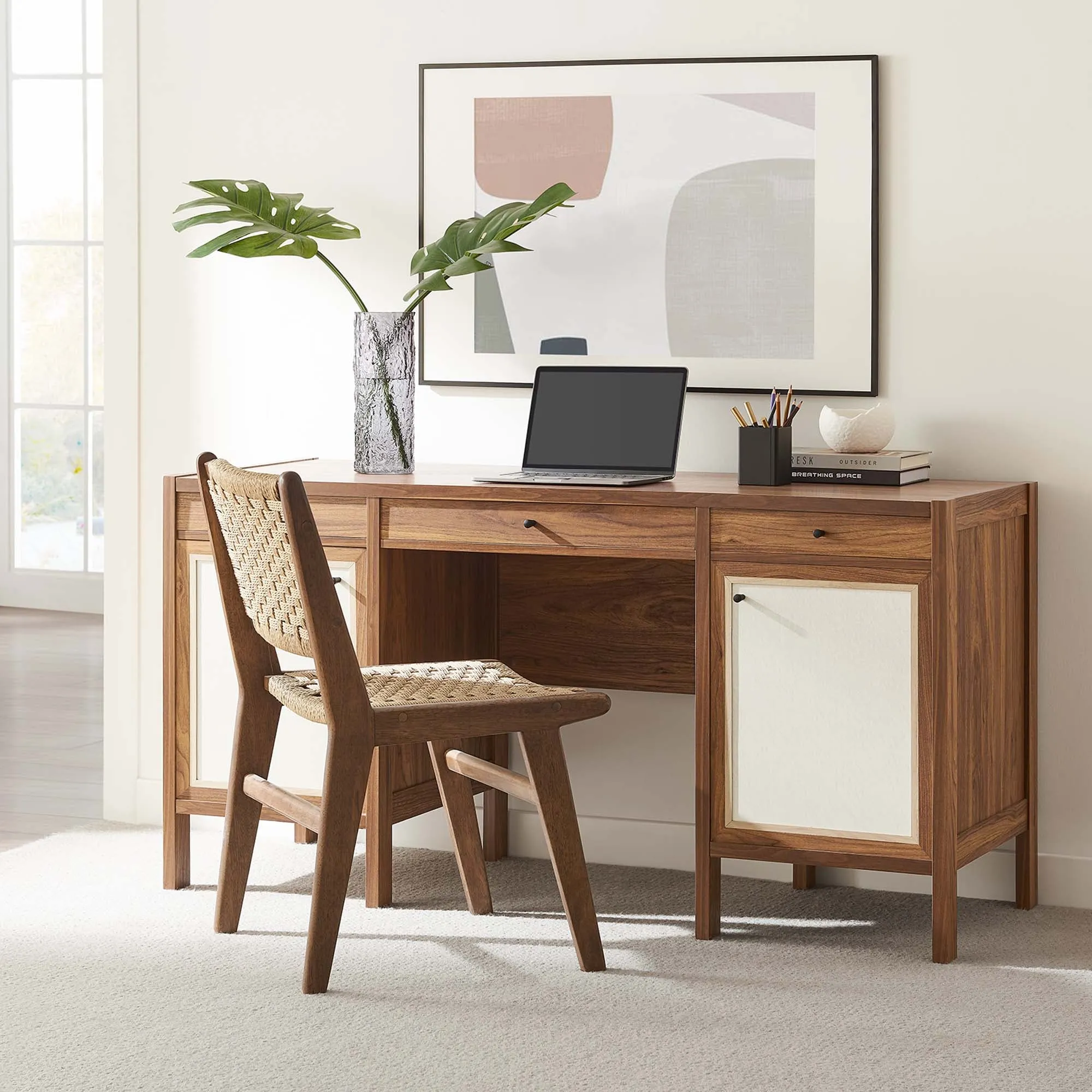 Capri 58" Wood Grain Office Desk by Modway