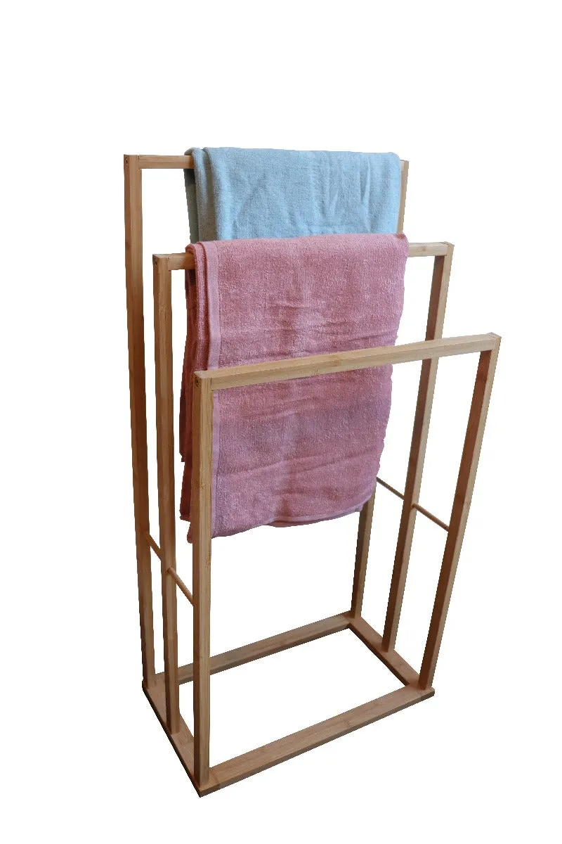 CARLA HOME Bamboo Towel Bar Holder Rack 3-Tier Freestanding for Bathroom and Bedroom