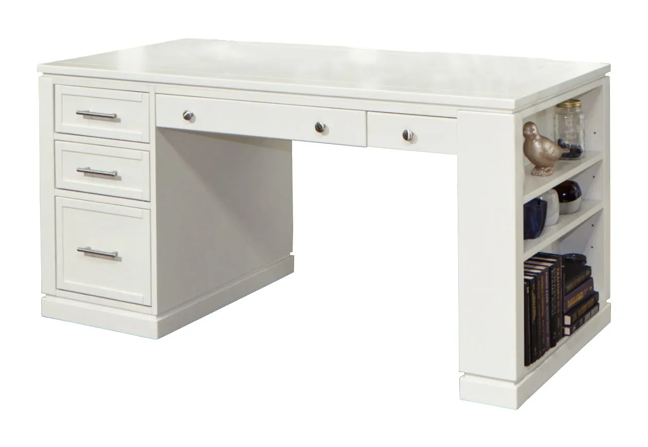 Catalina - Two Piece Writing Desk with Power Center and USB - Cottage White