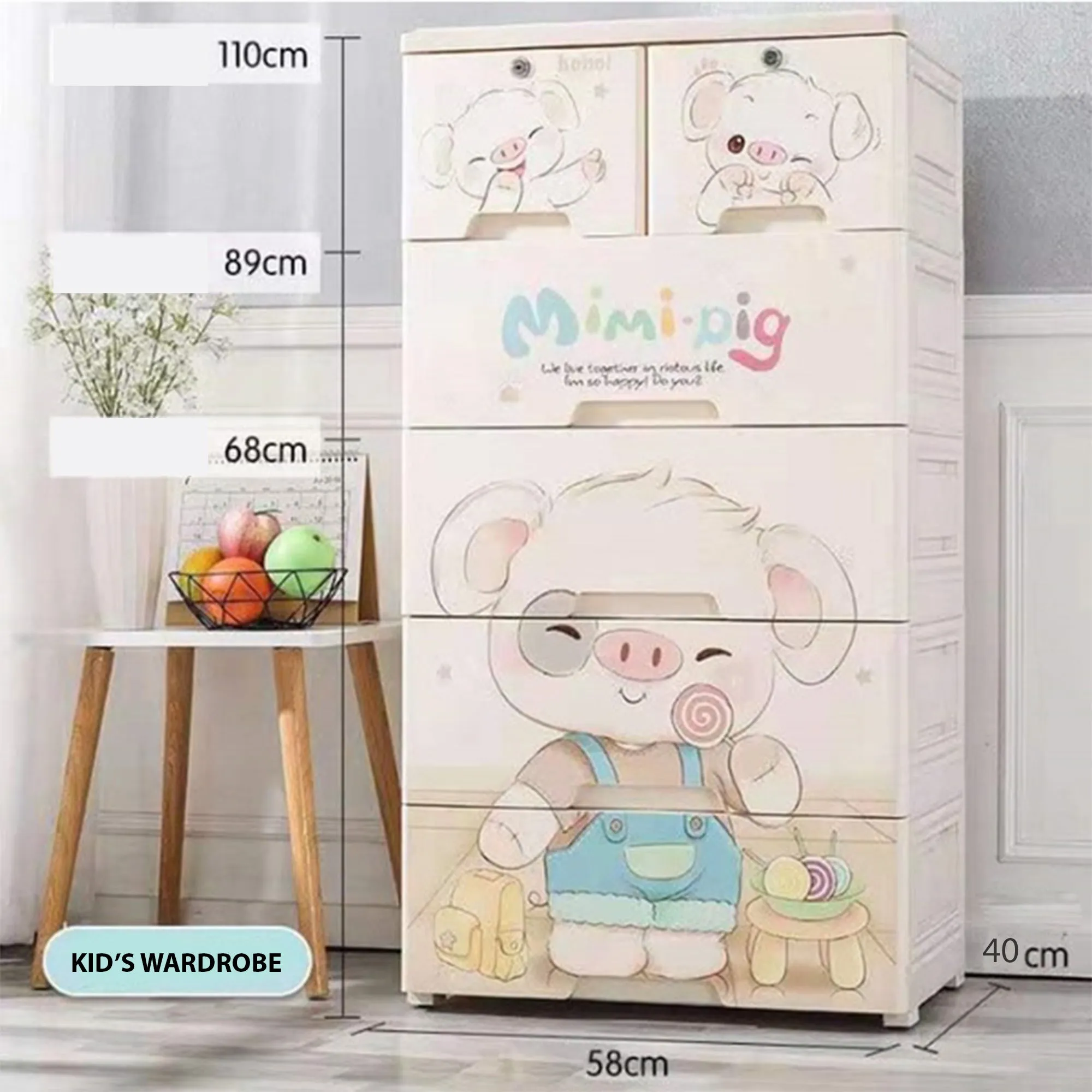 Collapsible Kids Clothing Wardrobe |Owl Print |Portable Waterproof Multipurpose Storage /Adjustable Almirah for Babies