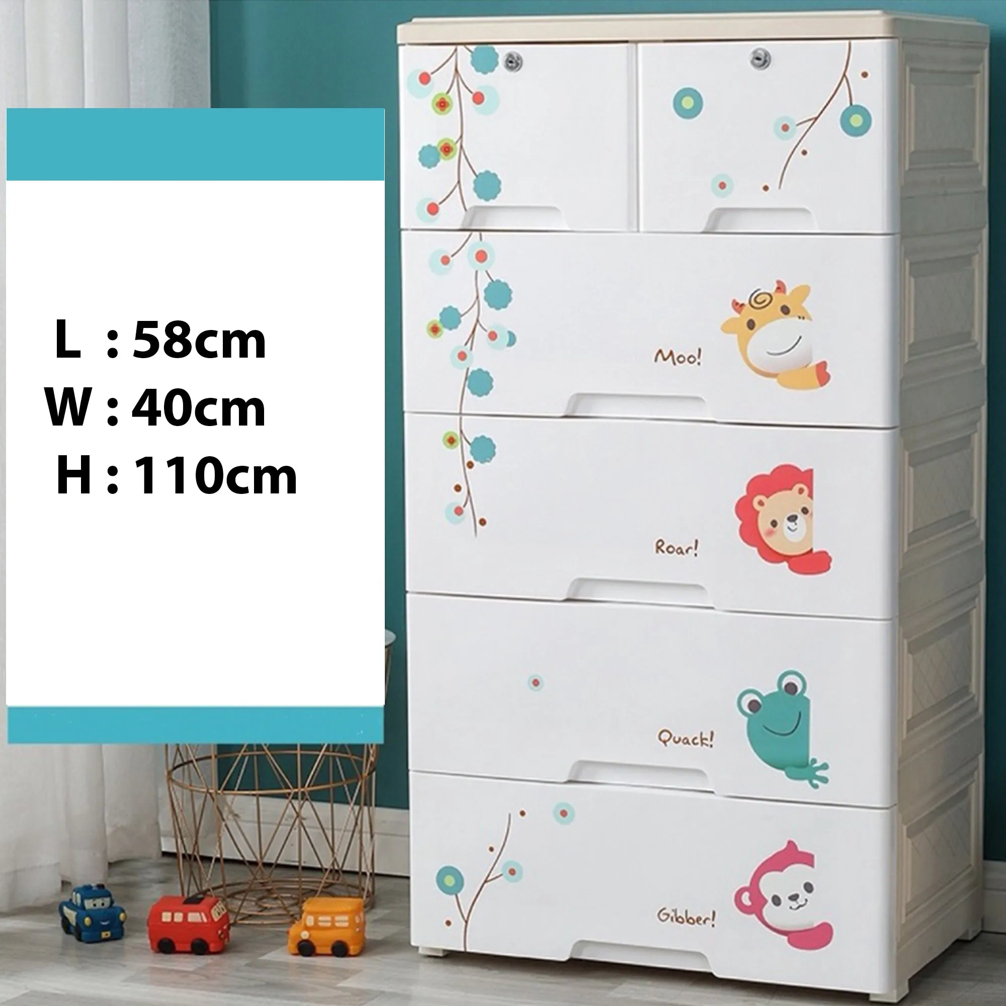 Collapsible Kids Clothing Wardrobe |Owl Print |Portable Waterproof Multipurpose Storage /Adjustable Almirah for Babies