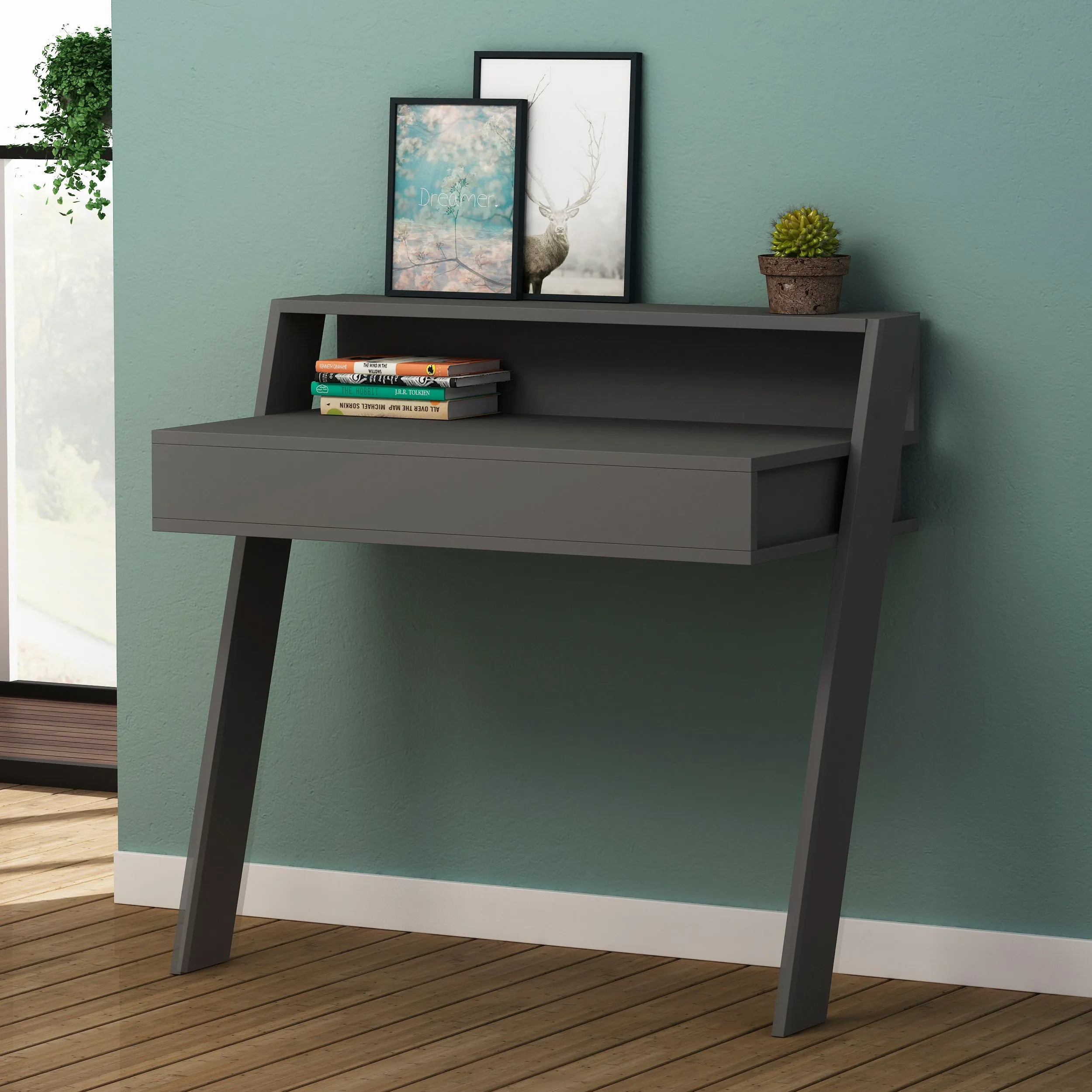 Cowork Modern Desk Wall Mounted With Drawer Width 94cm