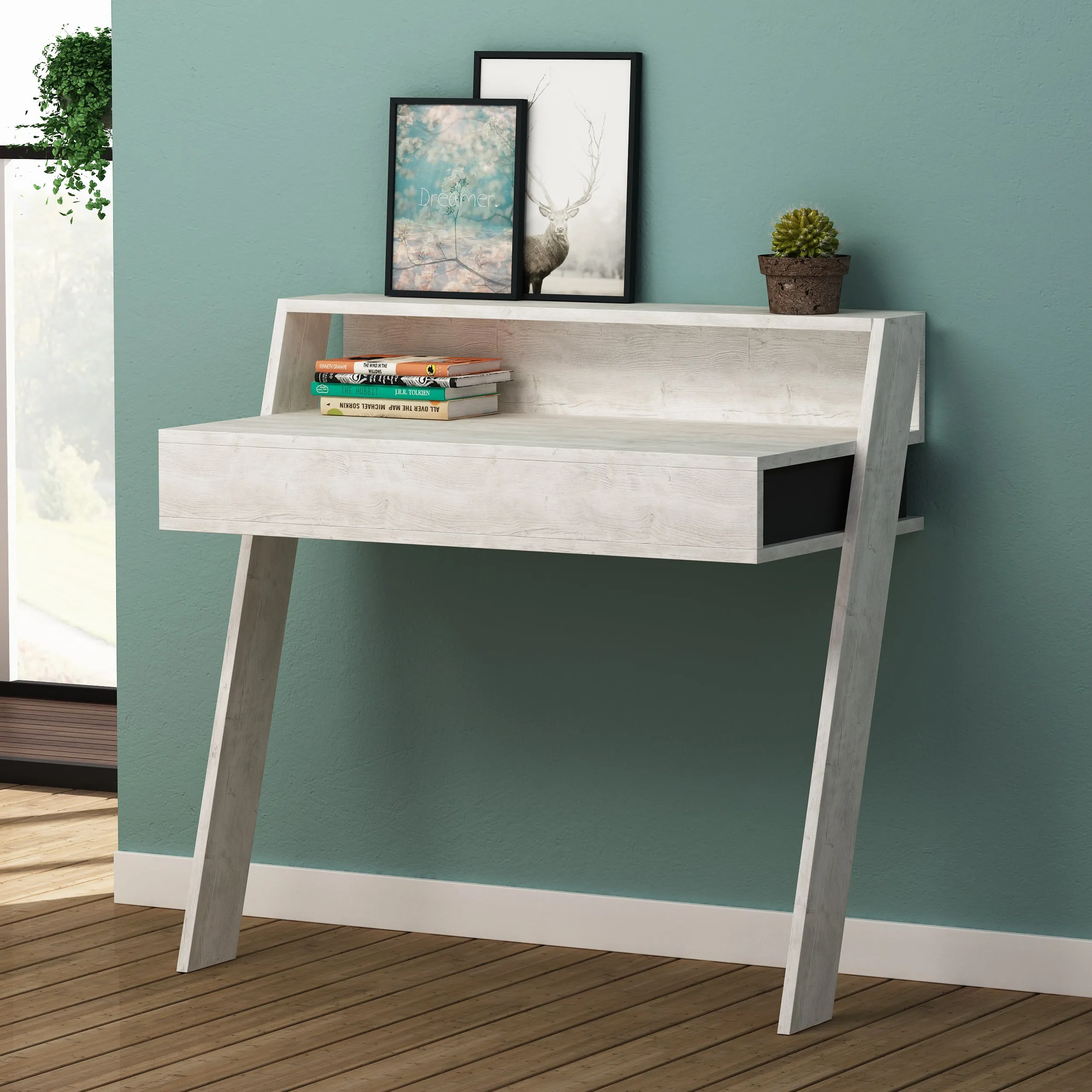 Cowork Modern Desk Wall Mounted With Drawer Width 94cm