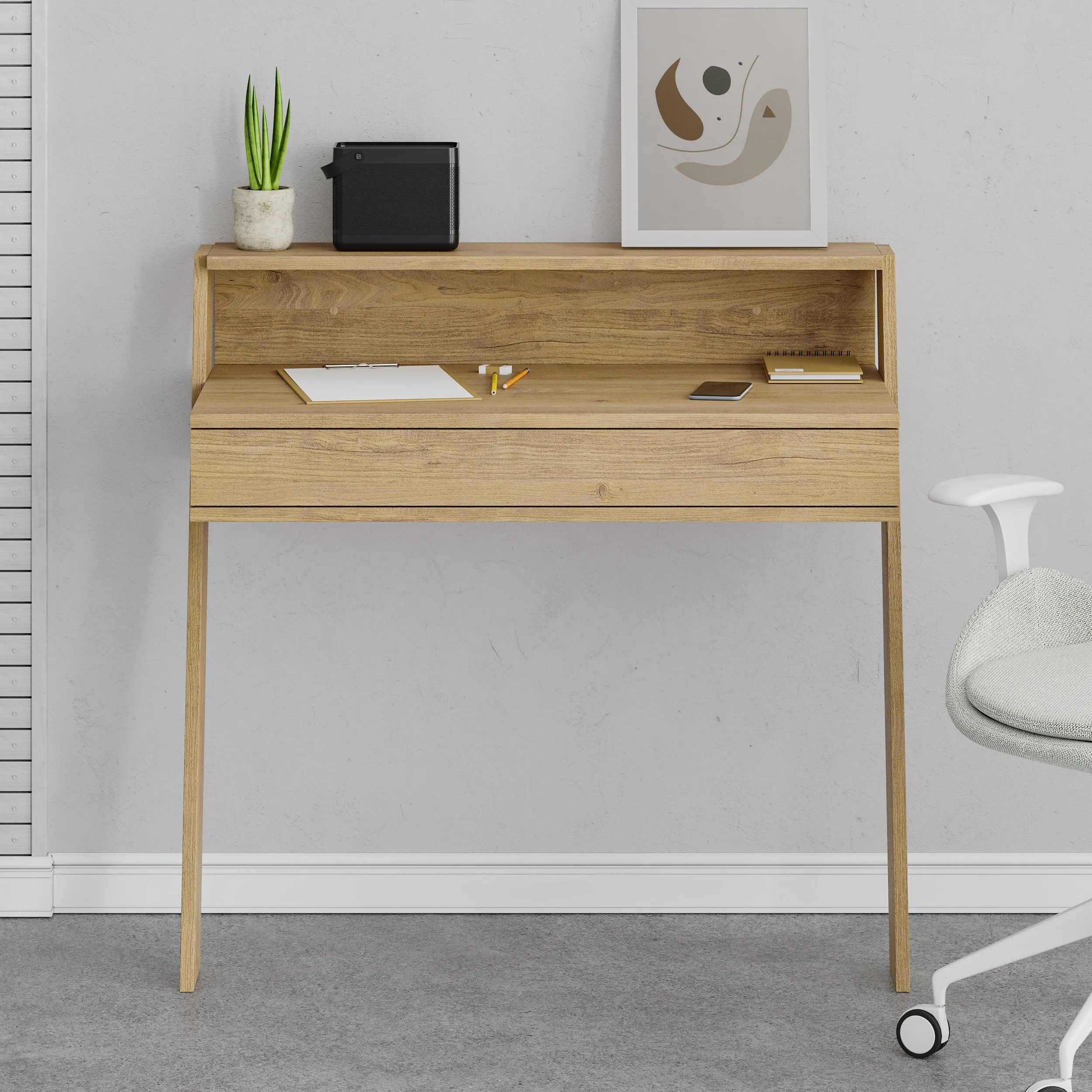 Cowork Modern Desk Wall Mounted With Drawer Width 94cm