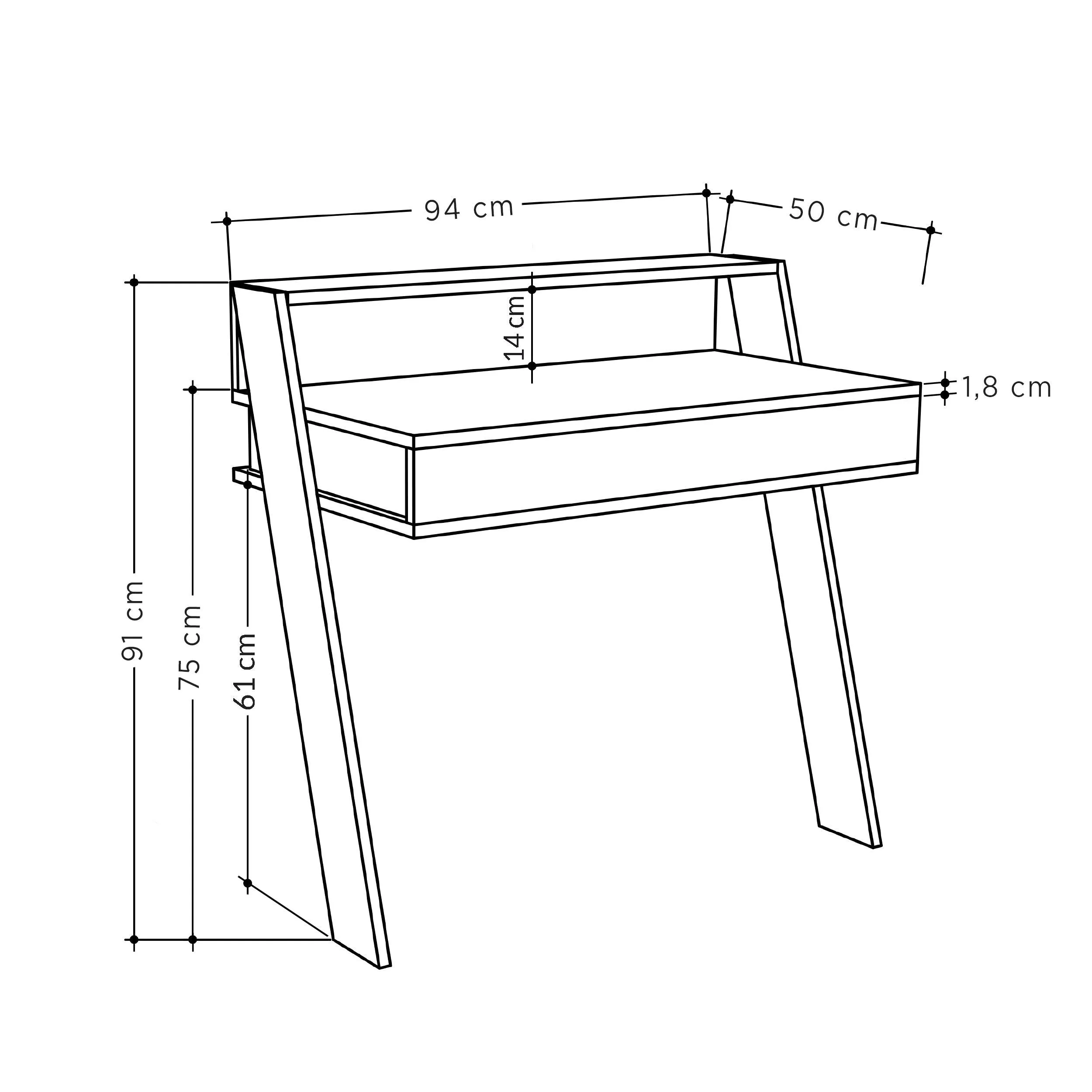 Cowork Modern Desk Wall Mounted With Drawer Width 94cm