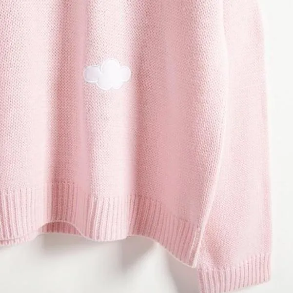 Cute Cloud Print Women's Jumper: 3D effect contrasting clouds