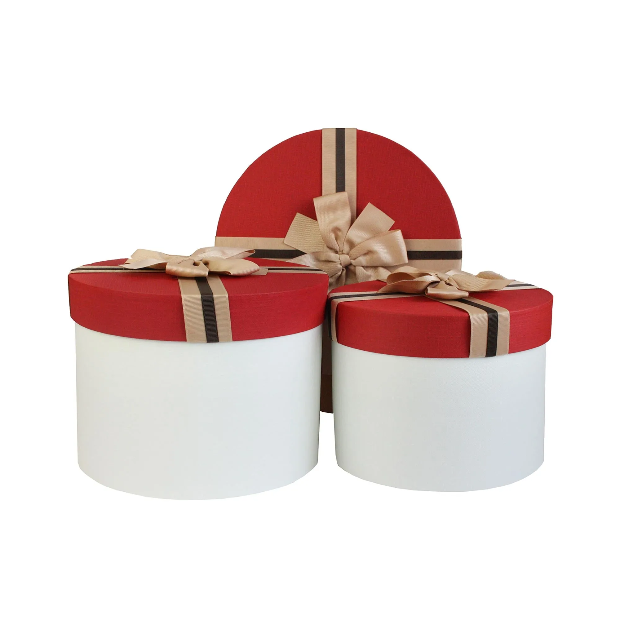 Elegant Cream/Red Gift Boxes - Set of 3 (Sizes Available)