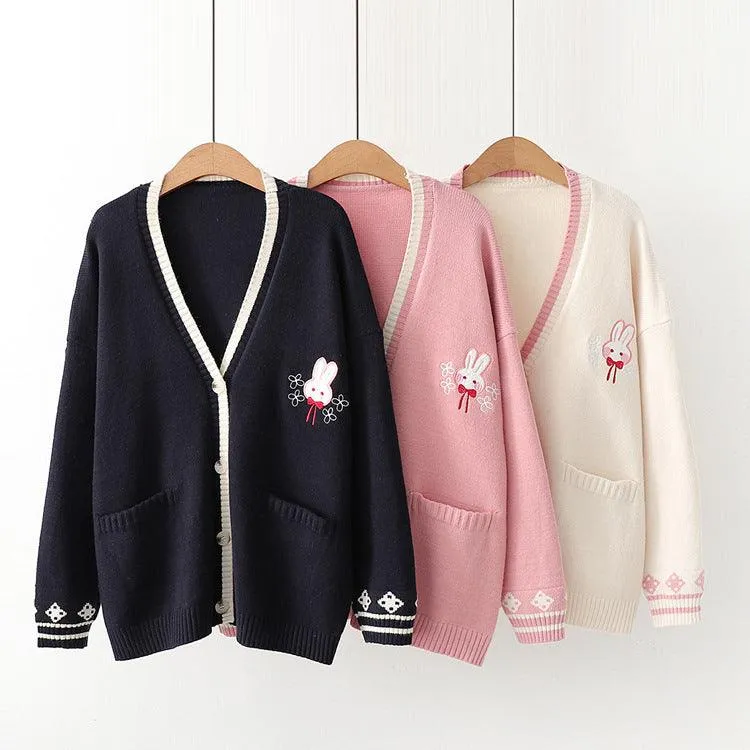 Embroidered Rabbit Cardigan: Stylish cardigan for all occasions