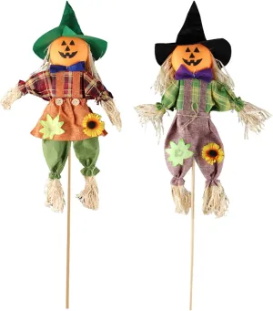 Fall Harvest Scarecrow Decorations - 2 Pack 23.6 Inch Festive Scarecrows for Garden, Home, Yard, Porch, and Thanksgiving Decor