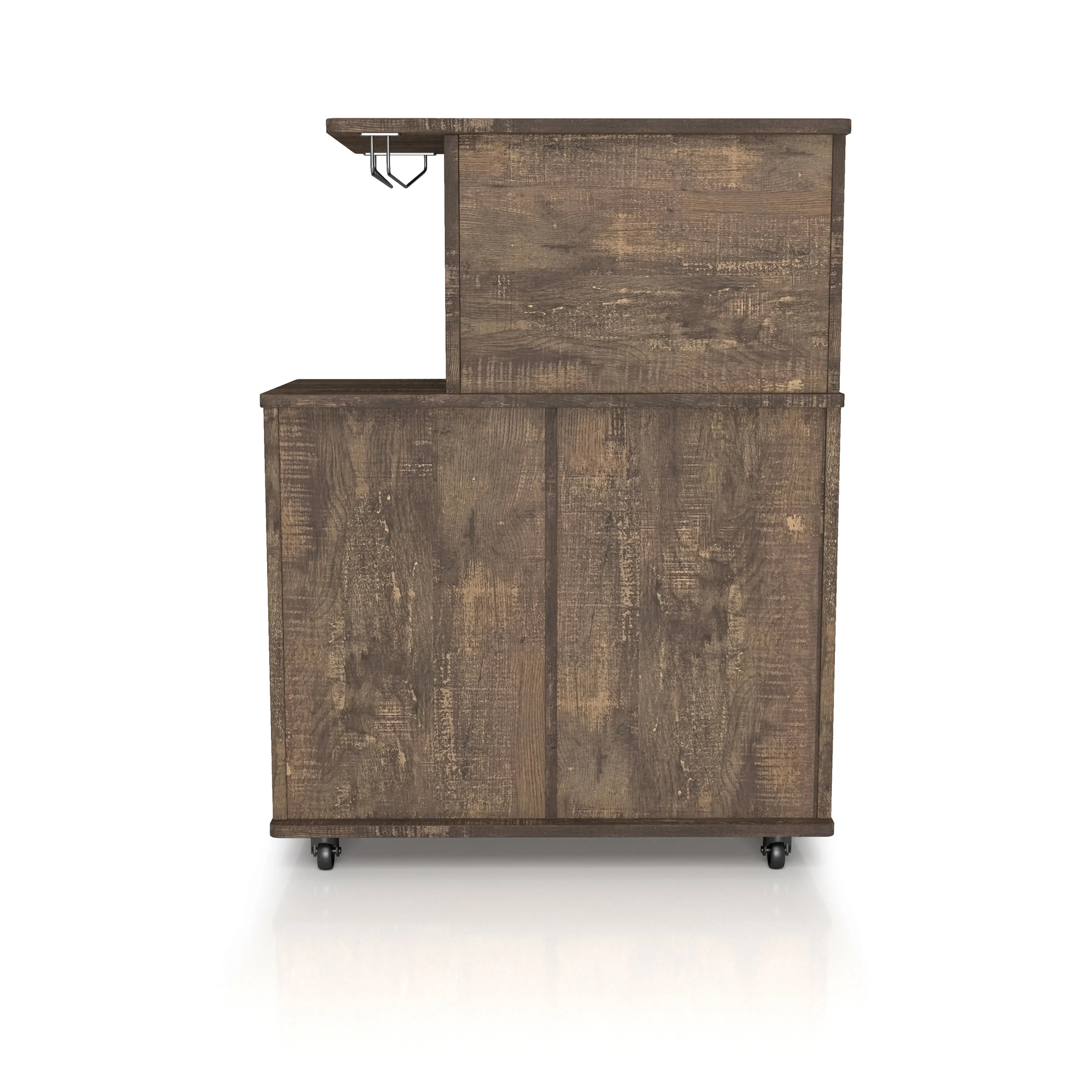 Forster Rustic Reclaimed Oak Mobile 7-bottle Wine Bar Cabinet