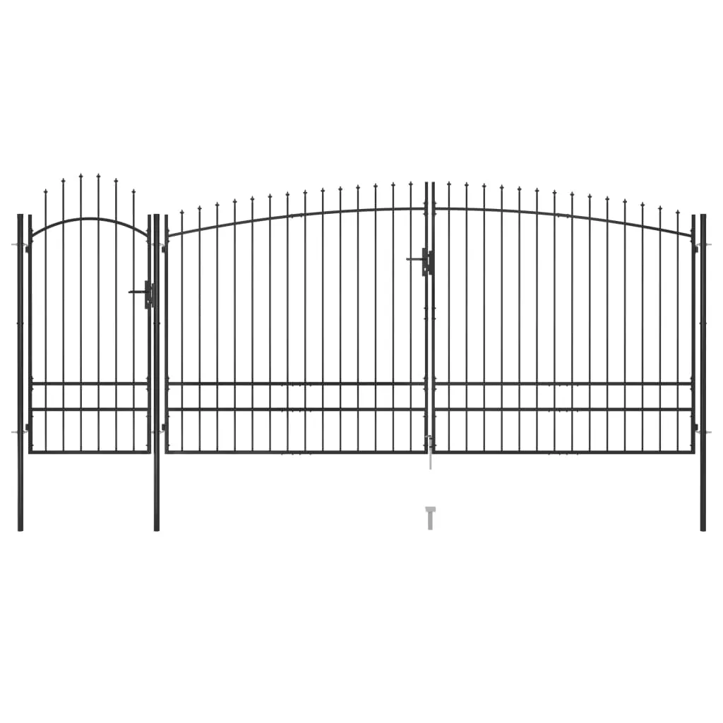 Garden Fence Gate with Spear Top 5x2.45 m Black