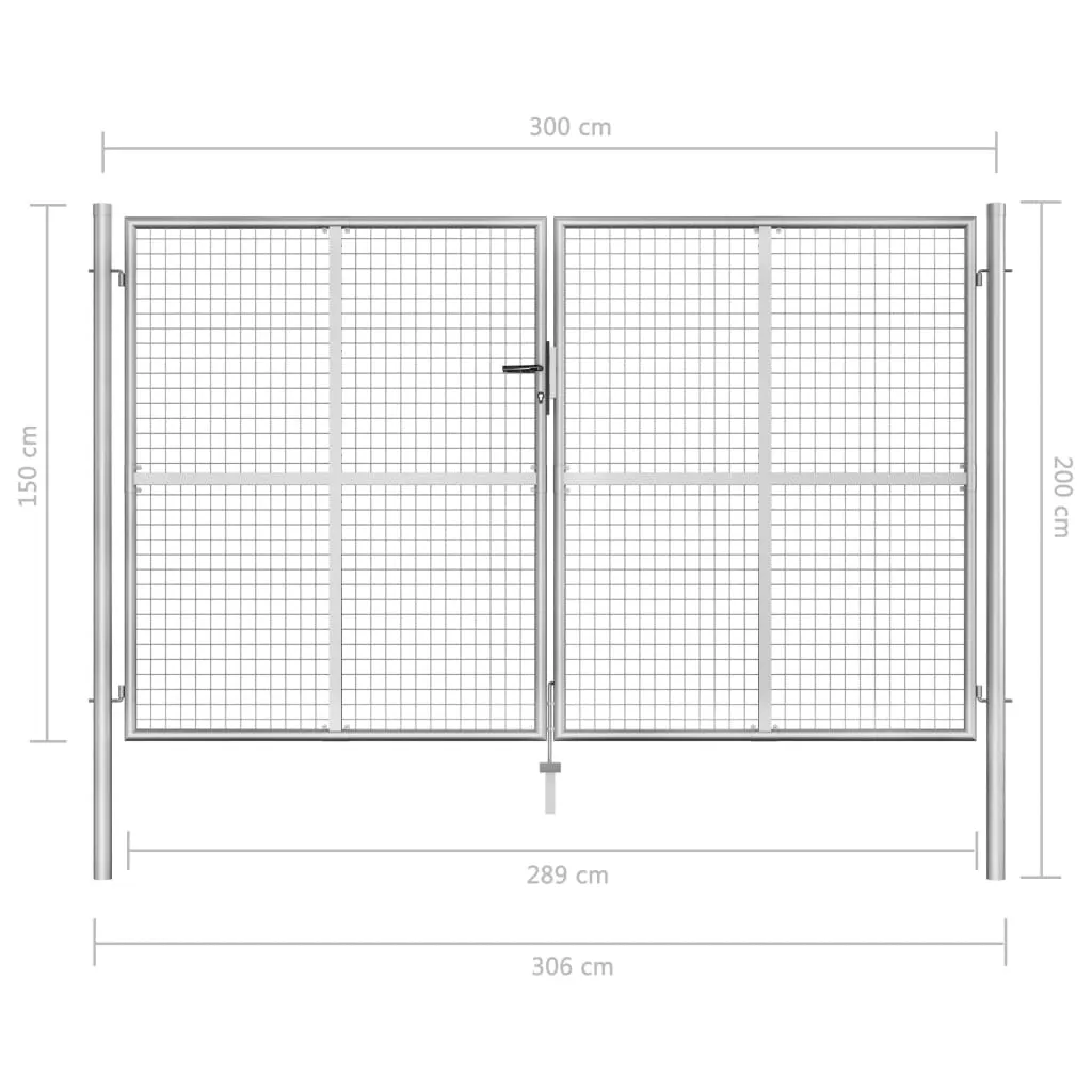 Garden Gate Galvanised Steel 306x200 cm Silver